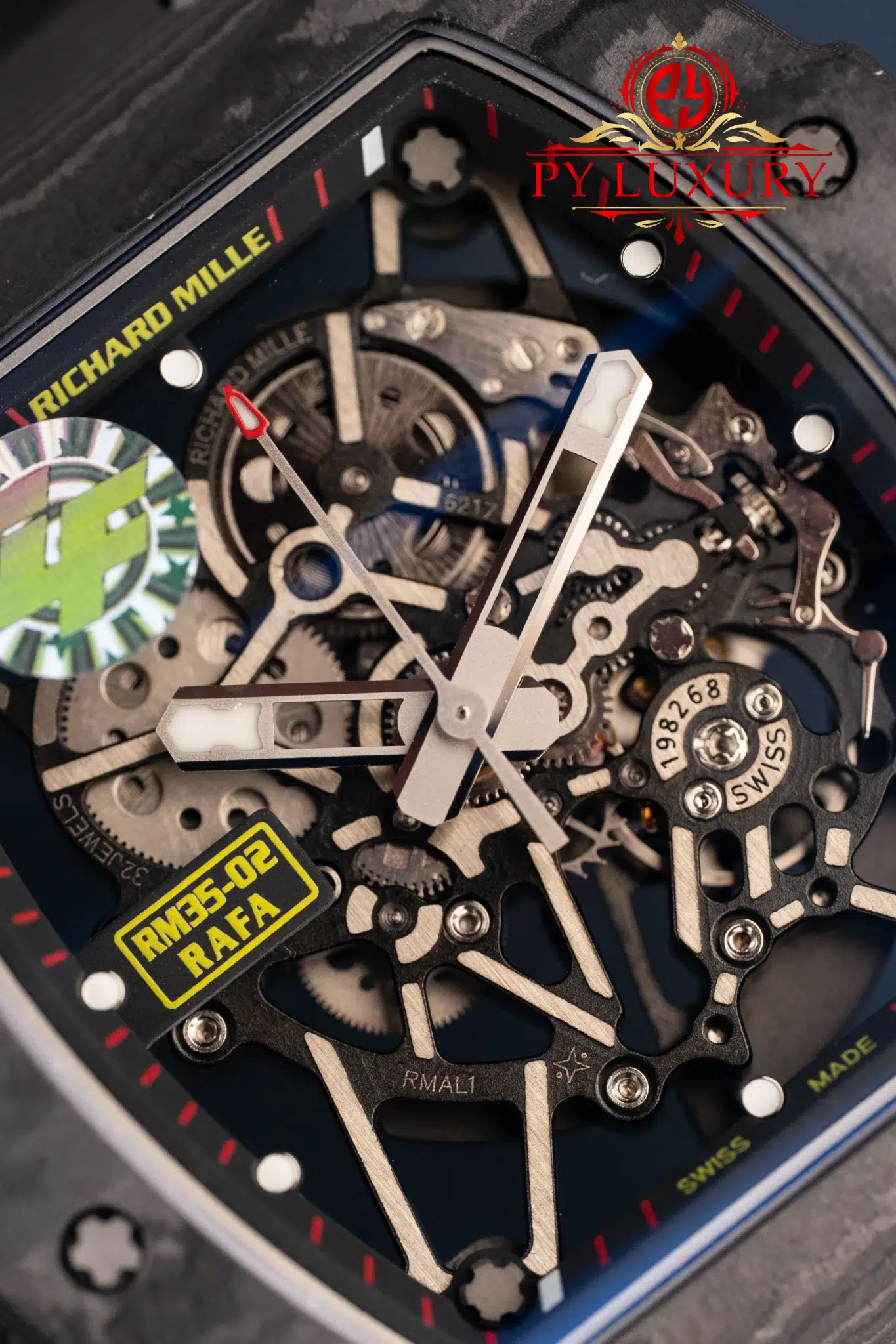 Richard Mille RM35-02 Rafael Nadal Black Carbon TPT Black Rubber Band Super Clone - 7