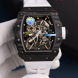 Richard Mille RM35-02 Rafael Nadal Black Carbon TPT White Rubber Band Super Clone ZF V7