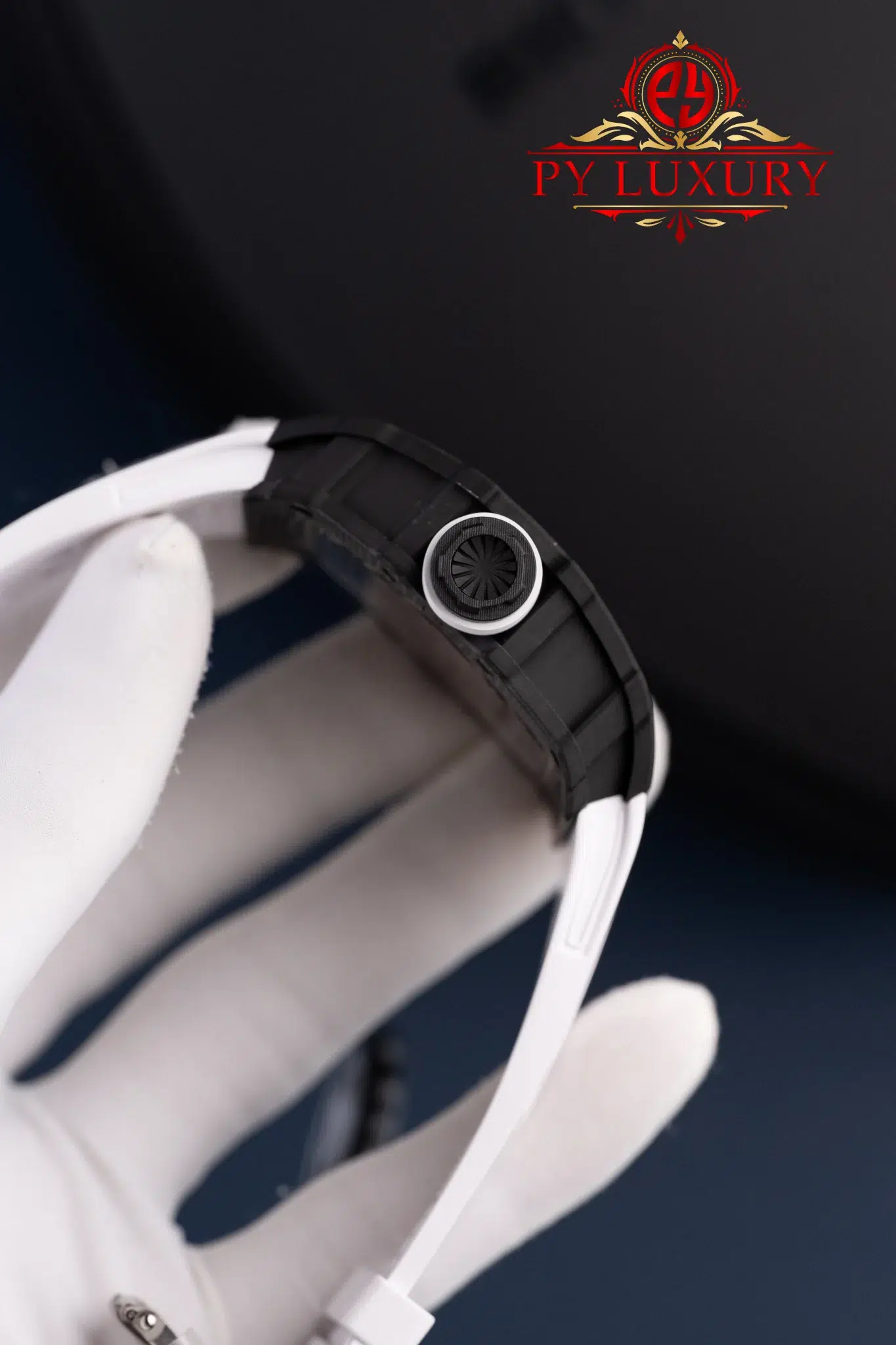 Richard Mille RM35-02 Rafael Nadal Black Carbon TPT White Rubber Band Super Clone - 7