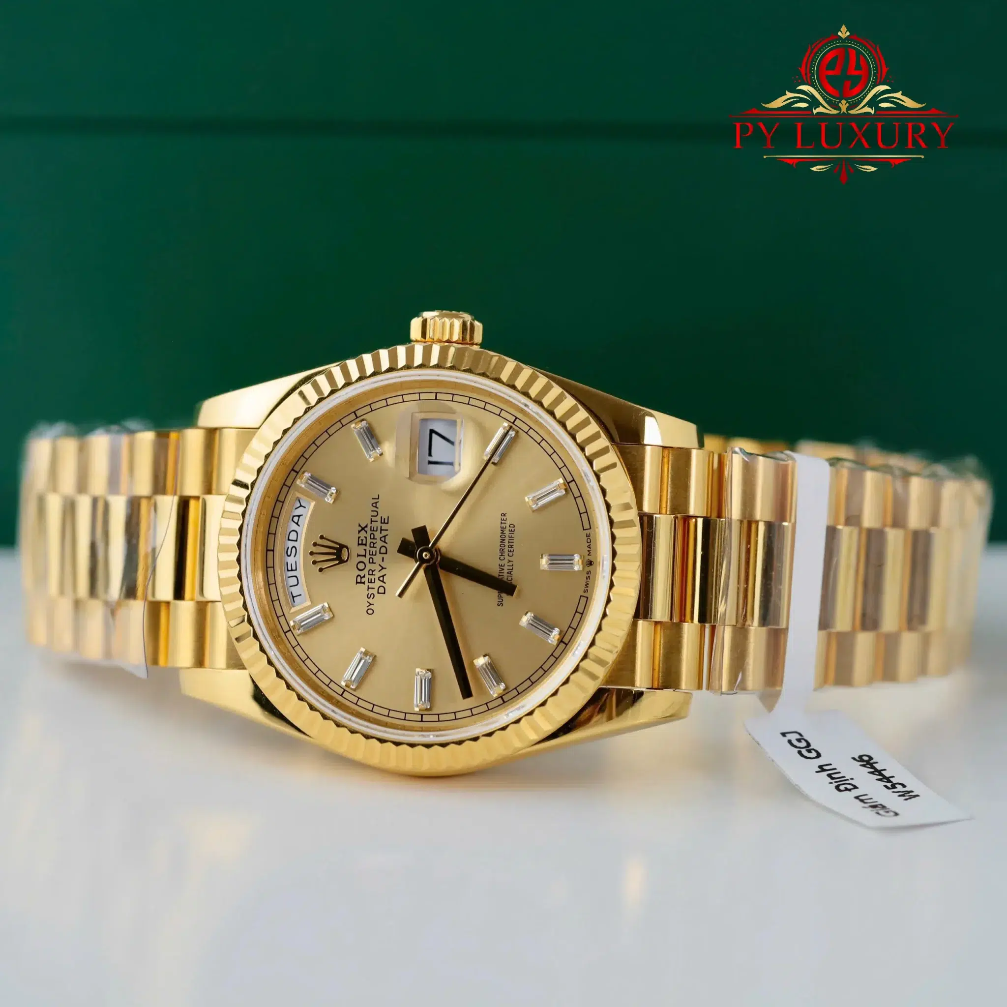 Rolex Day-Date 128238-0132 Champagne Diamond-set Dial 18K Gold Wrapped - 1
