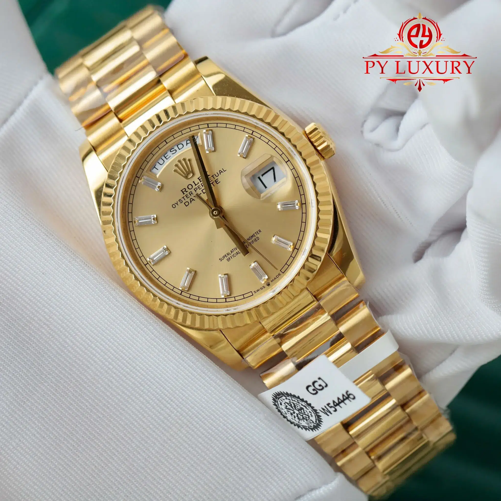 Rolex Day-Date 128238-0132 Champagne Diamond-set Dial 18K Gold Wrapped - 6