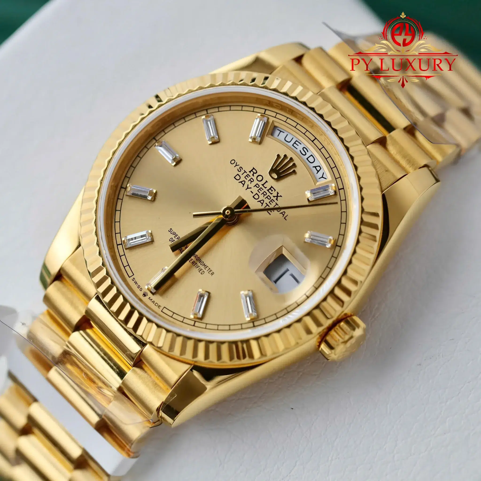 Rolex Day-Date 128238-0132 Champagne Diamond-set Dial 18K Gold Wrapped - 8