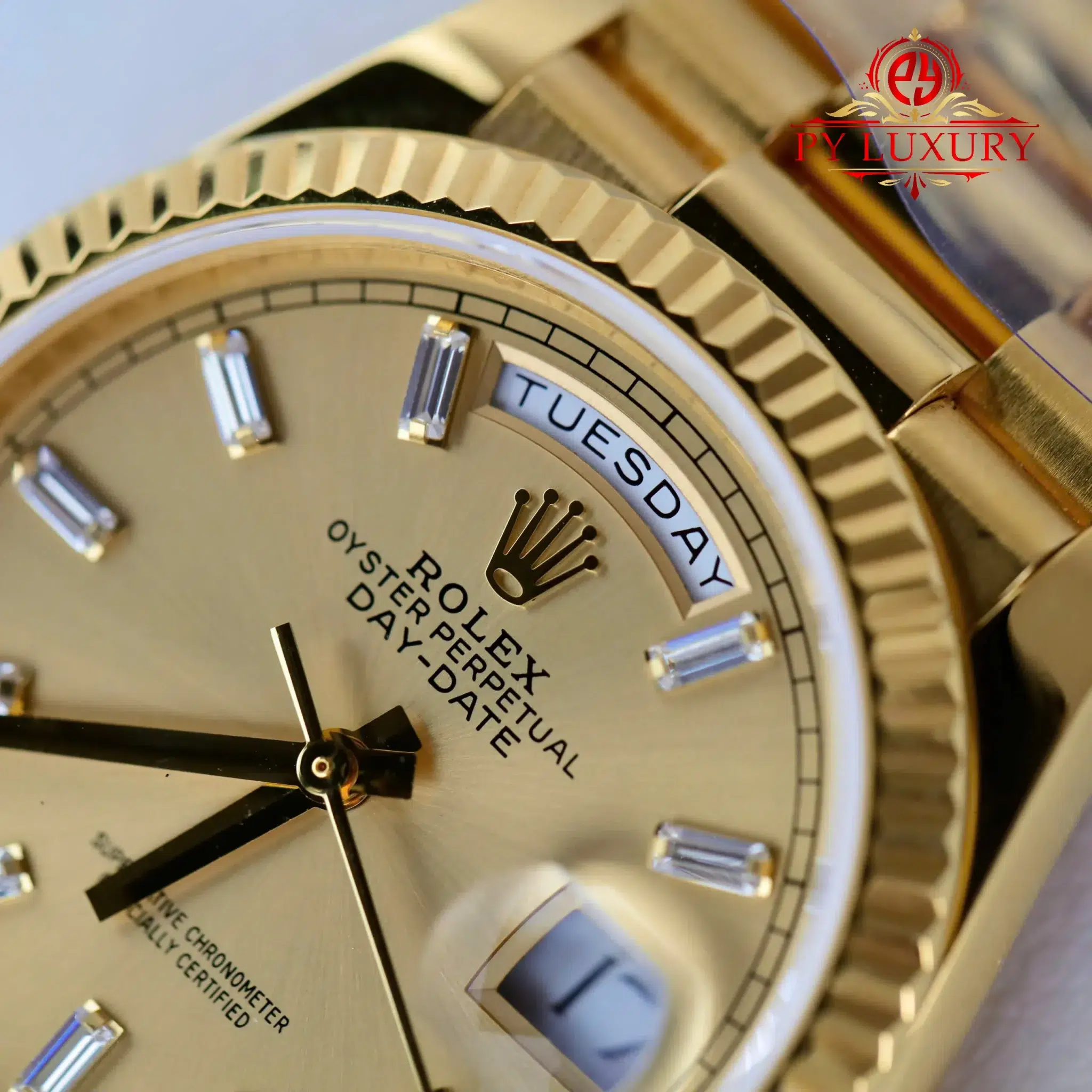Rolex Day-Date 128238-0132 Champagne Diamond-set Dial 18K Gold Wrapped - 9