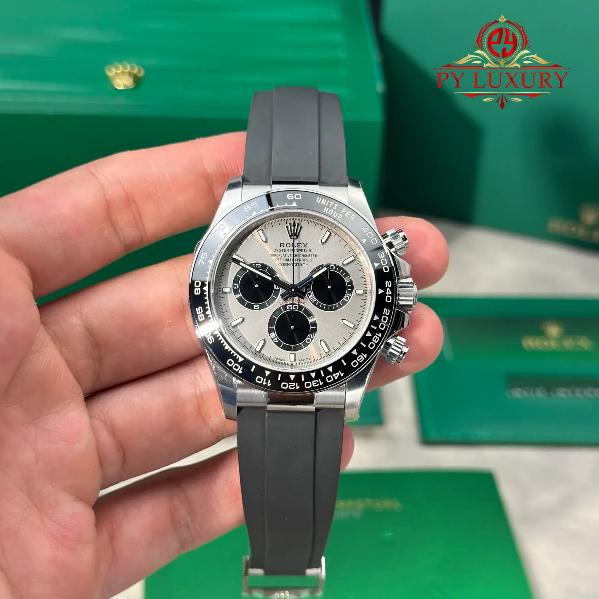 Rolex Daytona 126519-0006 Steel & Bright Black Dial Oysterflex Rubber Strap Best Replica VSF 40mm - 1 Rolex Daytona 126519-0006 Steel & Bright Black Dial Oysterflex Rubber Strap Best Replica 1:1 VSF 40mm
