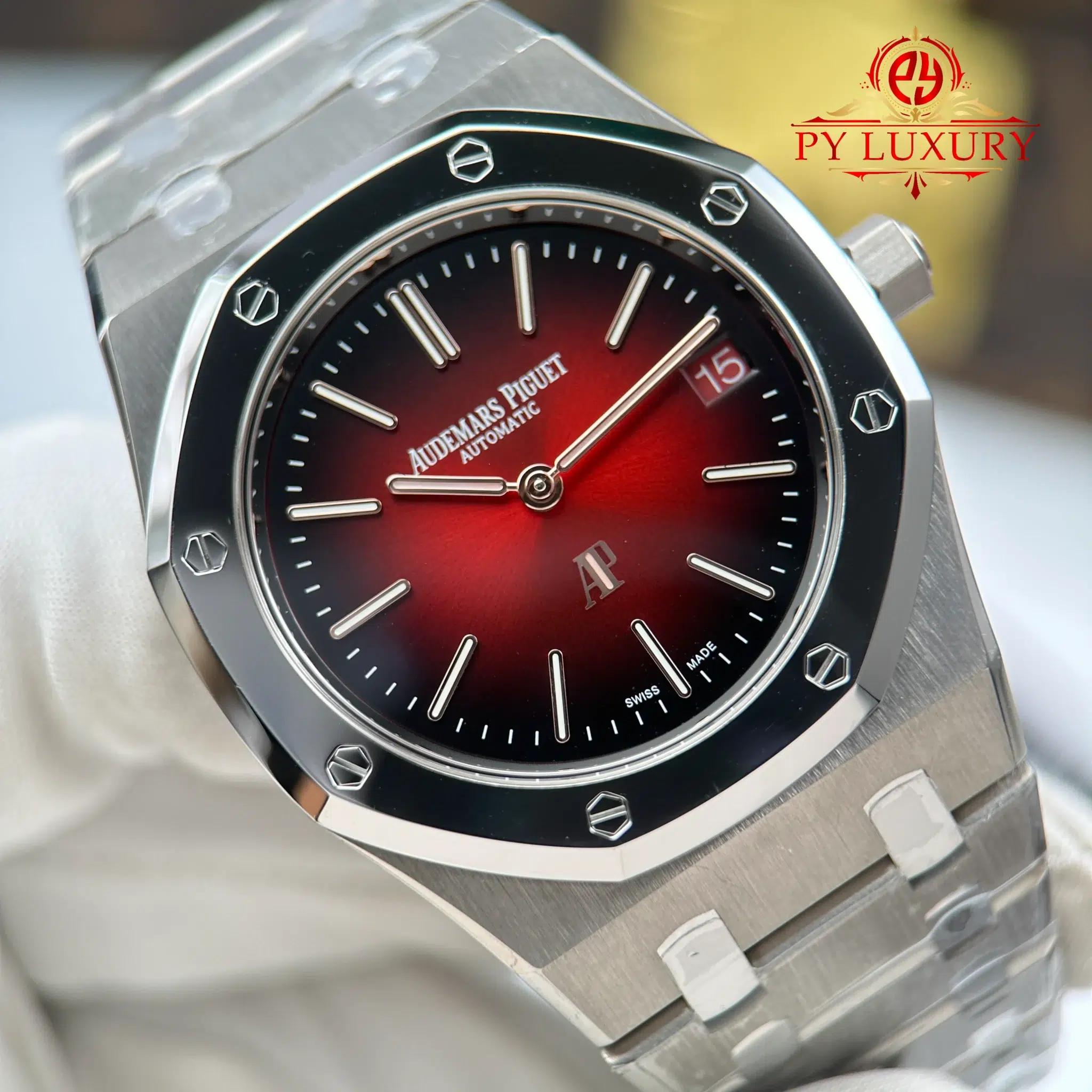 Audemars Piguet Royal Oak Jumbo 16202XT Extra-thin Titanium Smoked Burgundy Dial - 4