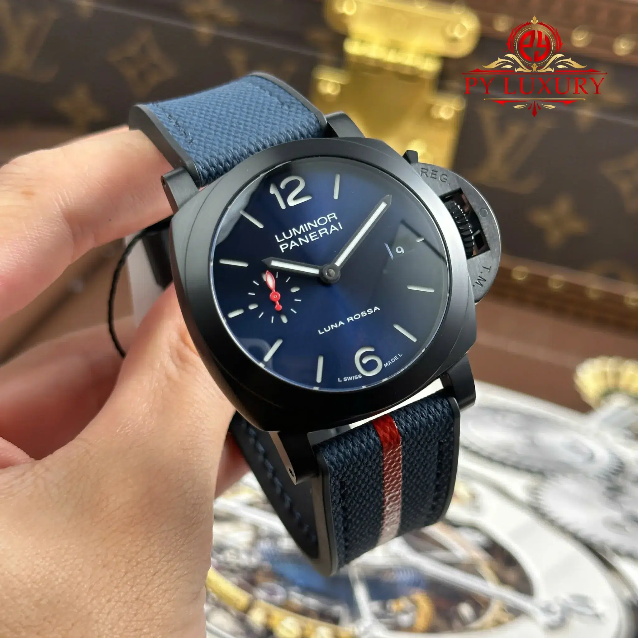 Panerai Luminor Quaranta Steel DLC Luna Rossa PAM01408 Blue Dial VSF - 5