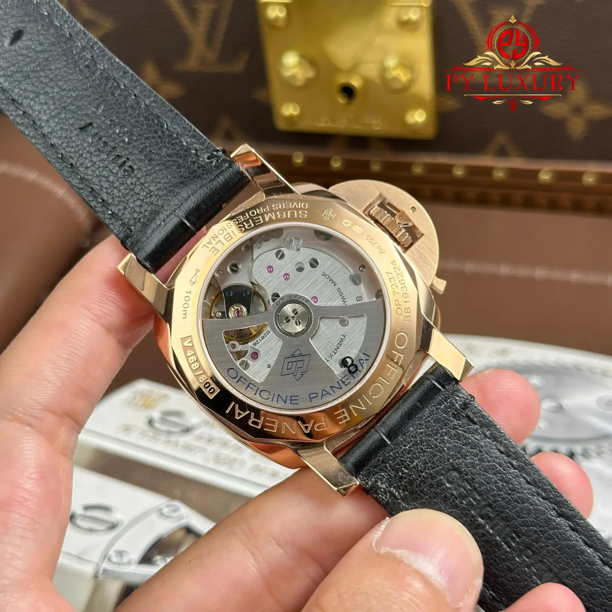 Panerai Submersible PAM00974 Rose Gold Black Dial Leather Strap - 11