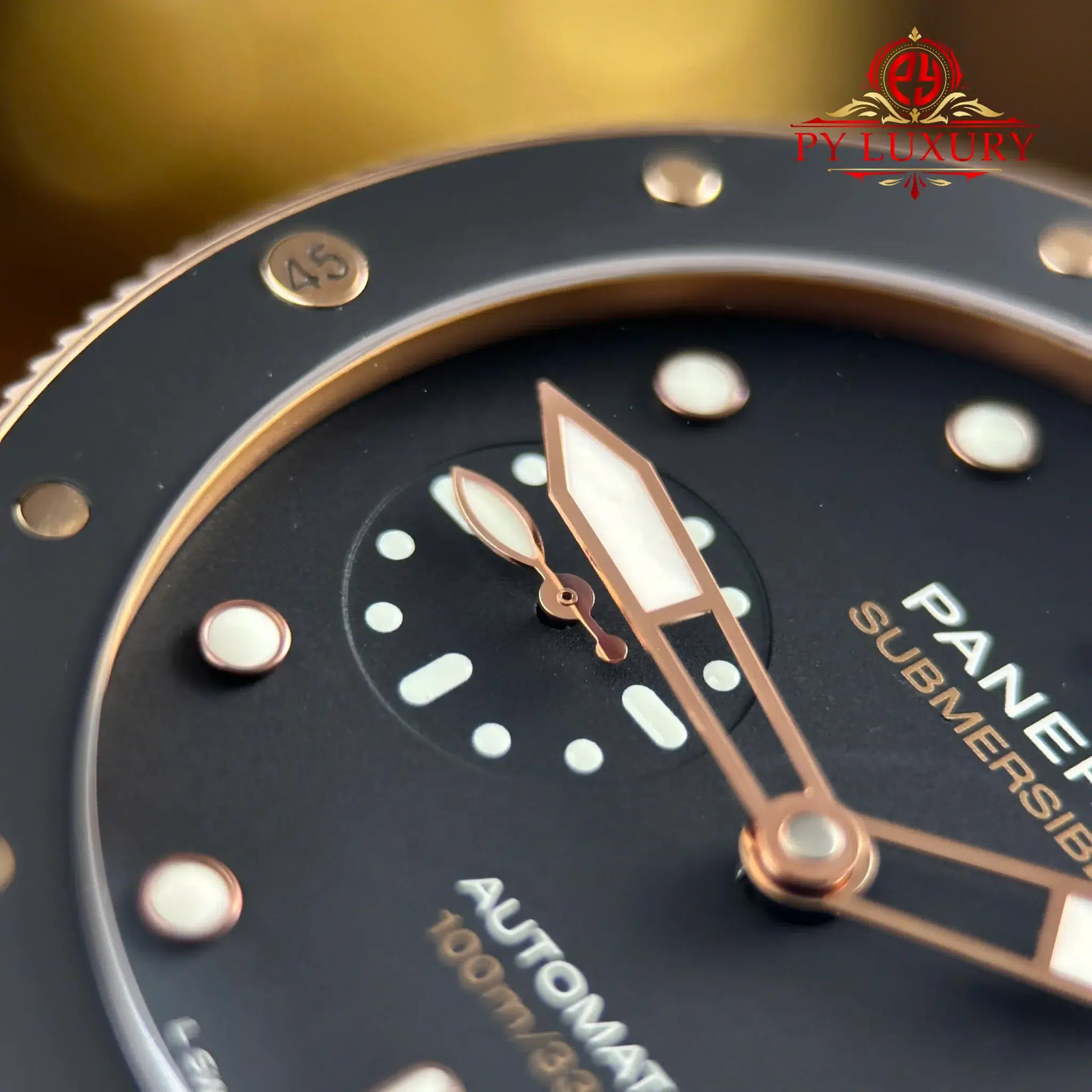 Panerai Submersible PAM00974 Rose Gold Black Dial Leather Strap - 4