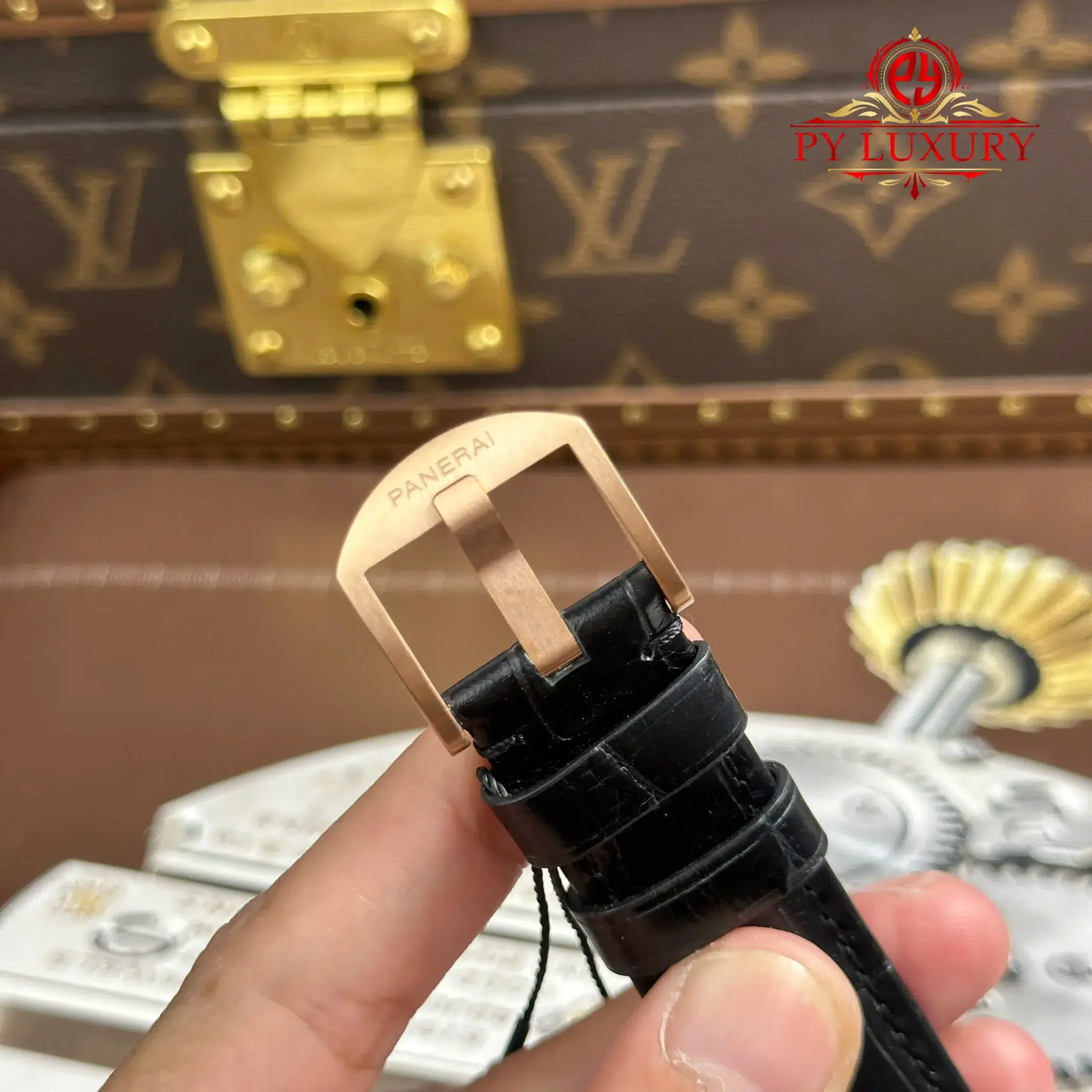 Panerai Submersible PAM00974 Rose Gold Black Dial Leather Strap - 5