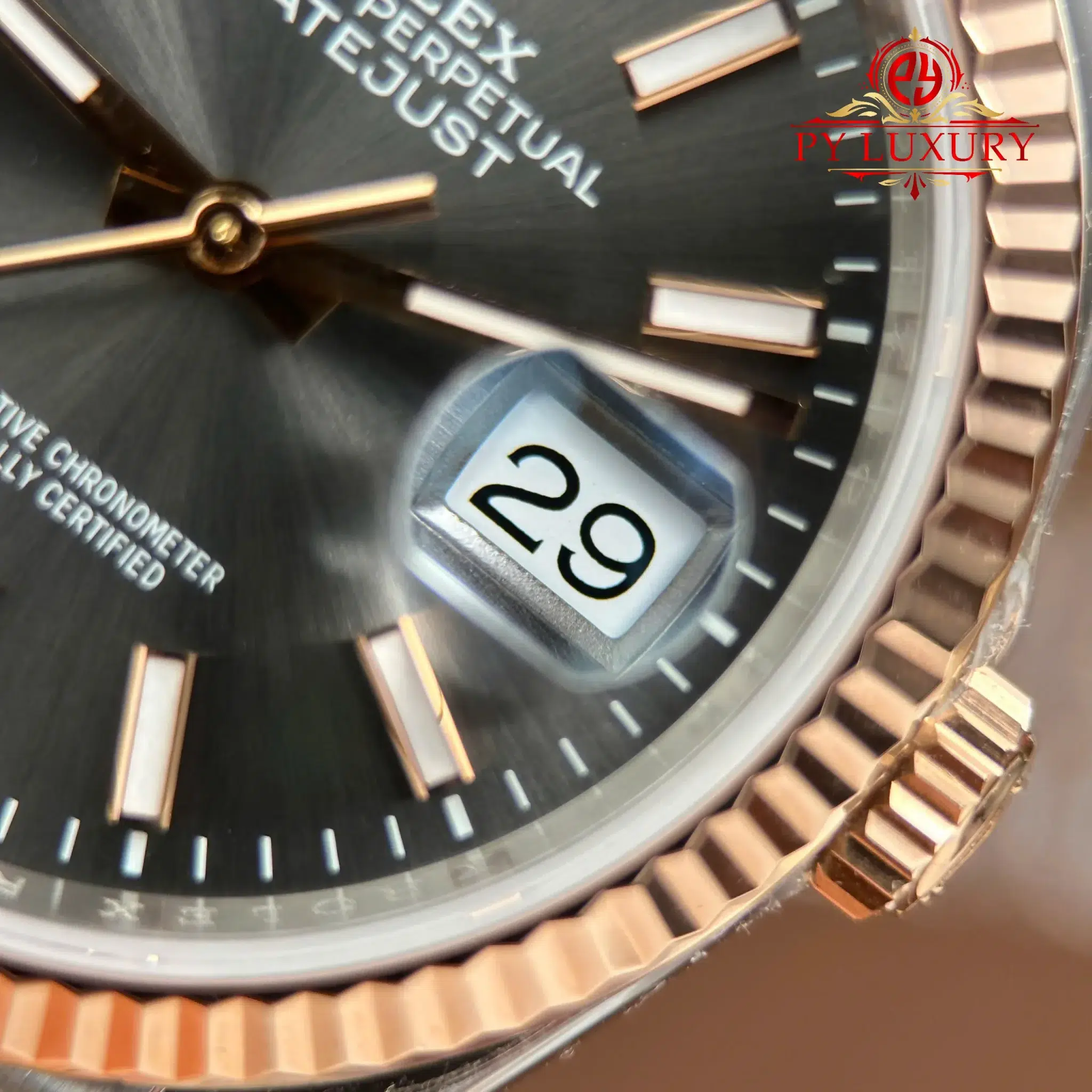 Rolex Datejust 126231 Rose Gold-Steel Slate Index Dial Jubilee Bracelet - 12