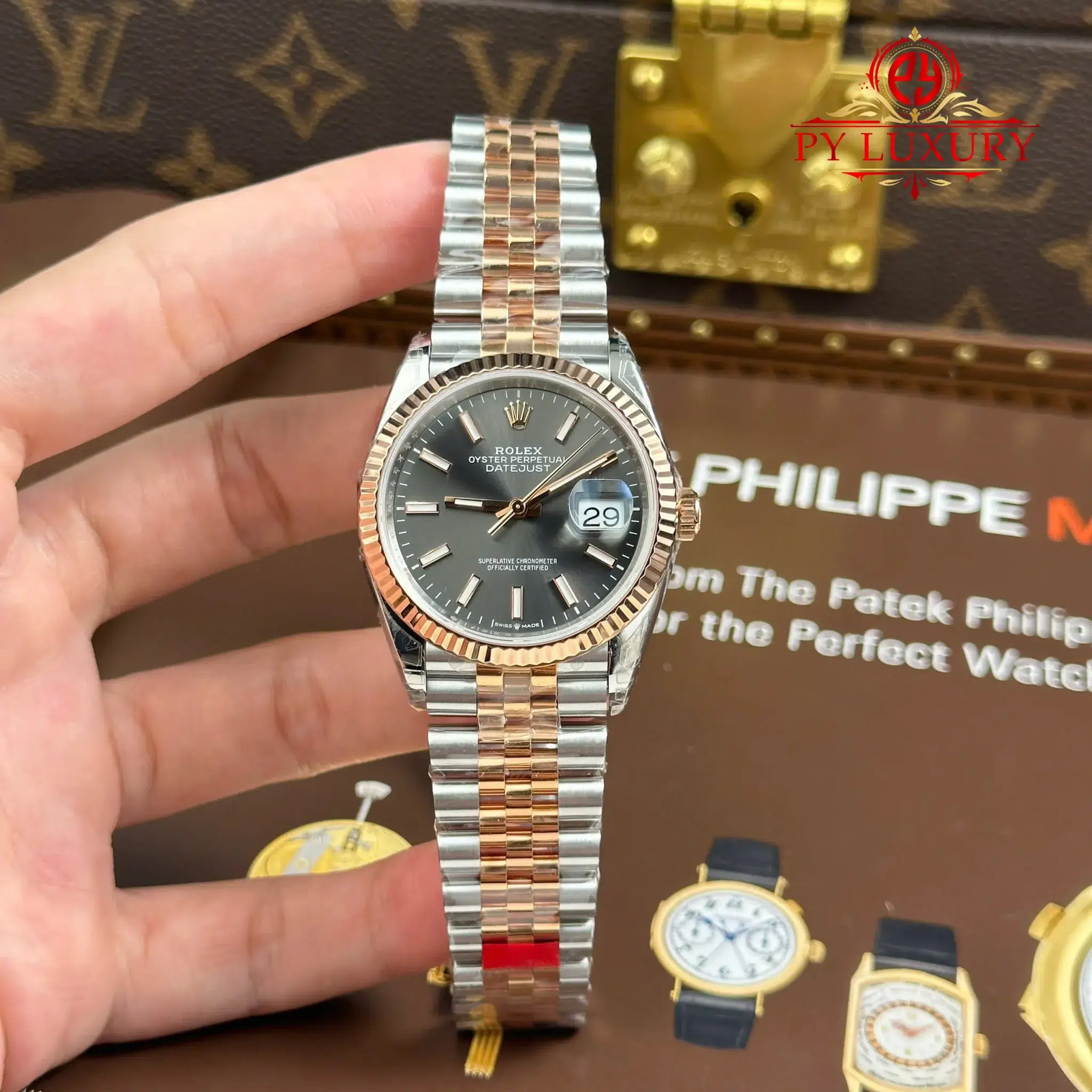Rolex Datejust 126231 Rose Gold-Steel Slate Index Dial Jubilee Bracelet - 7 Rolex Datejust 126231 Rose Gold/Steel Slate Index Dial Jubilee Bracelet 1:1 Best Replica VSF