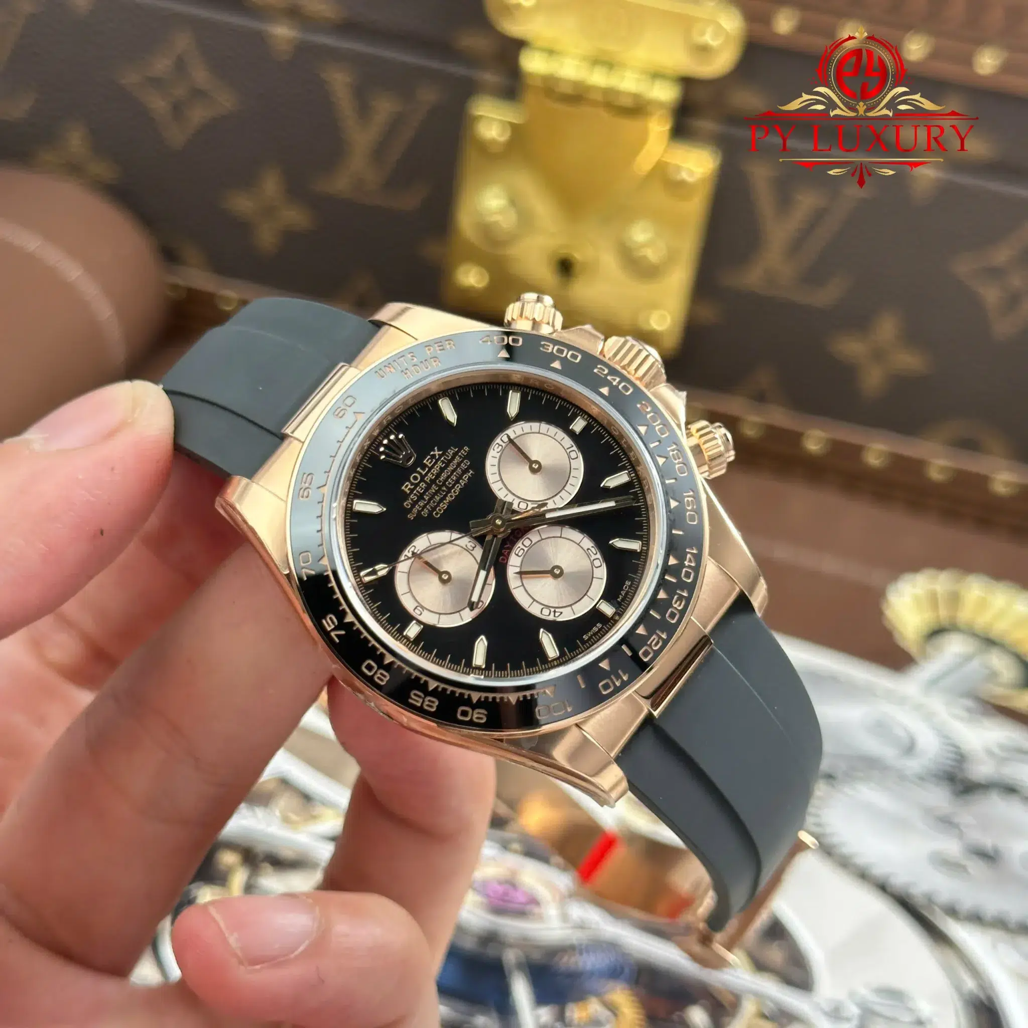 Rolex Daytona 126515LN-0002 Rose Gold Bright Black & Sundust Luminous Dial Oysterflex Bracelet - 2