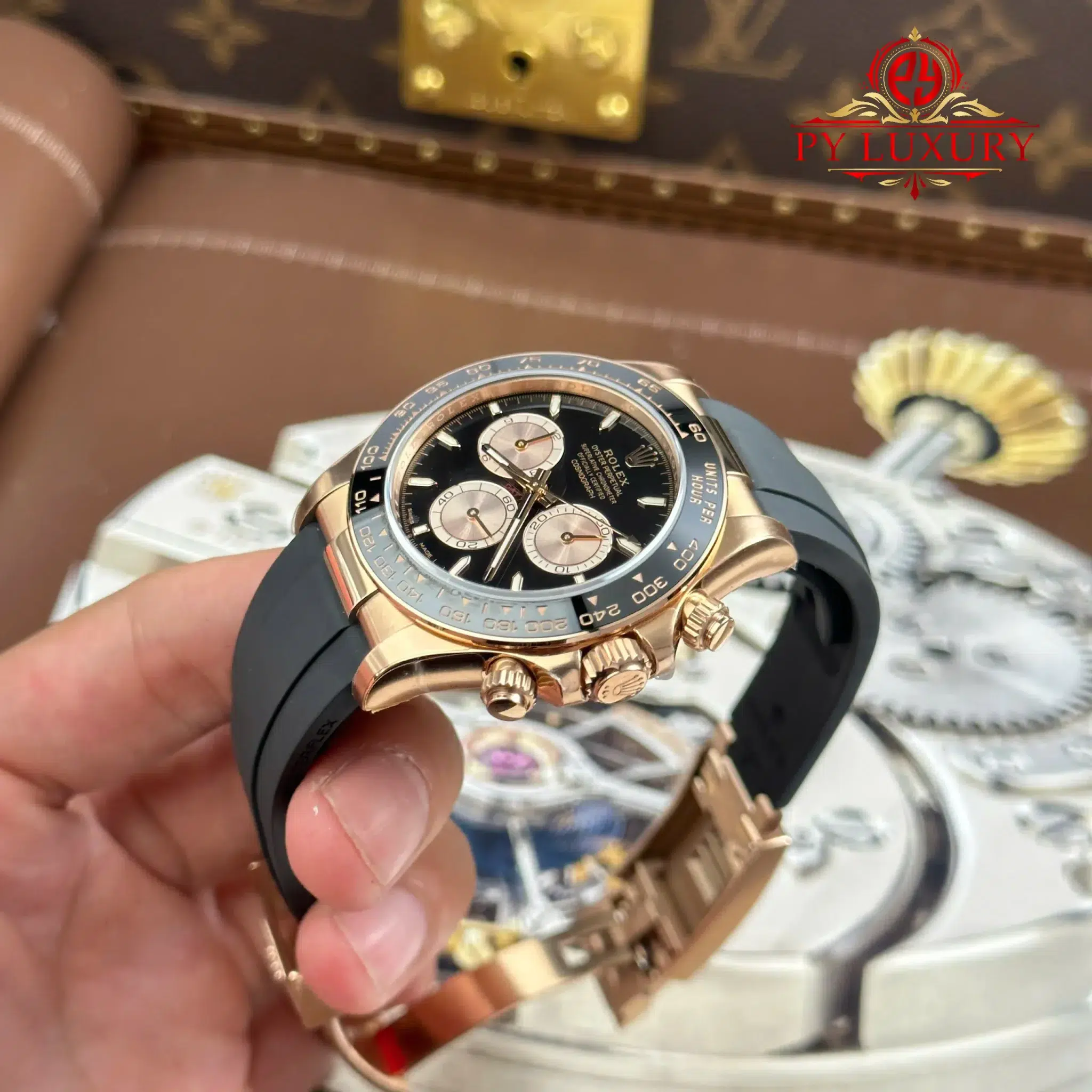 Rolex Daytona 126515LN-0002 Rose Gold Bright Black & Sundust Luminous Dial Oysterflex Bracelet - 3
