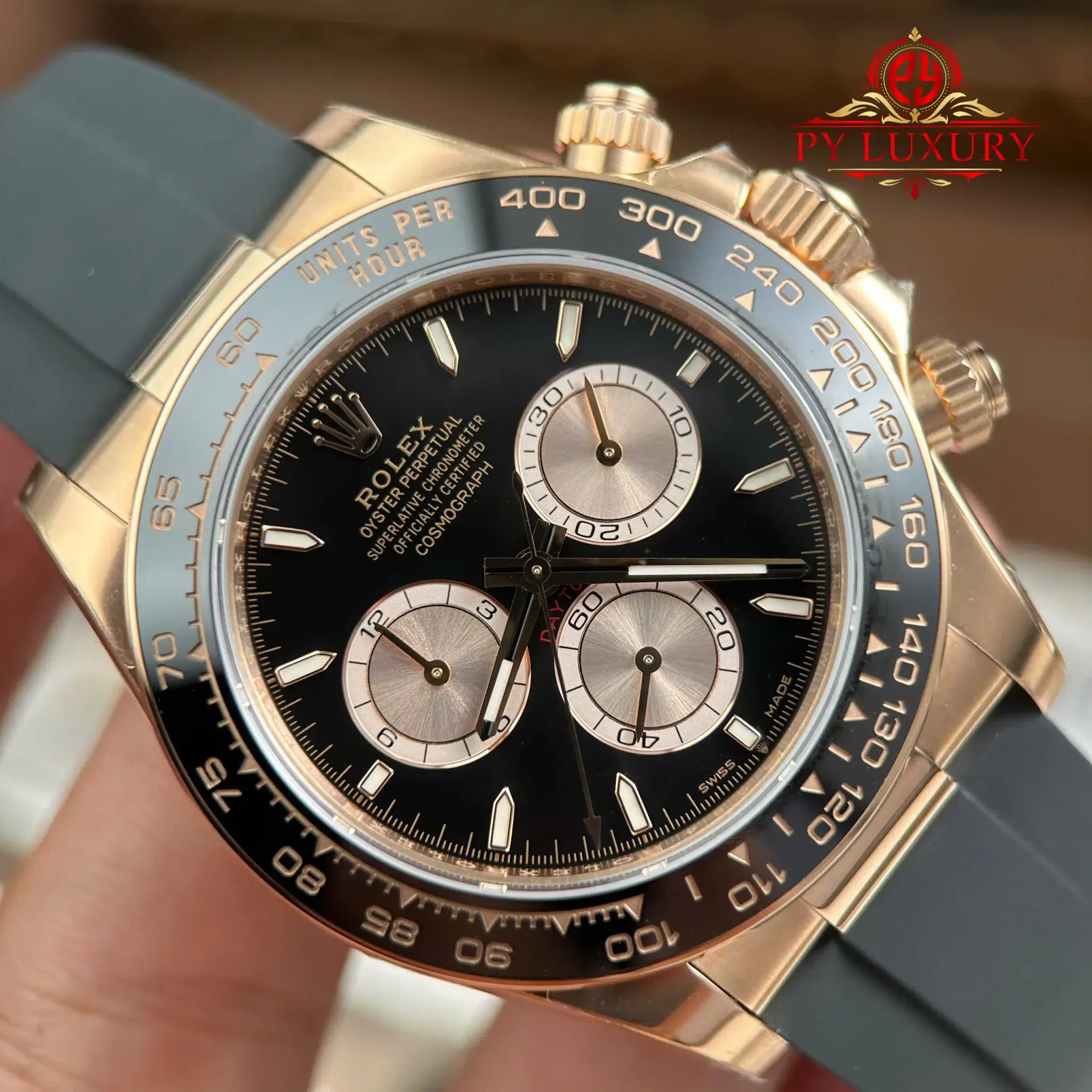 Rolex Daytona 126515LN-0002 Rose Gold Bright Black & Sundust Luminous Dial Oysterflex Bracelet - 4