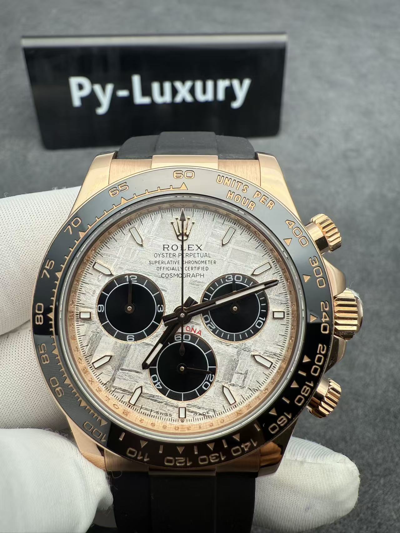 Rolex Daytona 126515ln-0008 Meteorite Dial Custom Made 18K Solid Gold Oysterflex Bracelet - 2