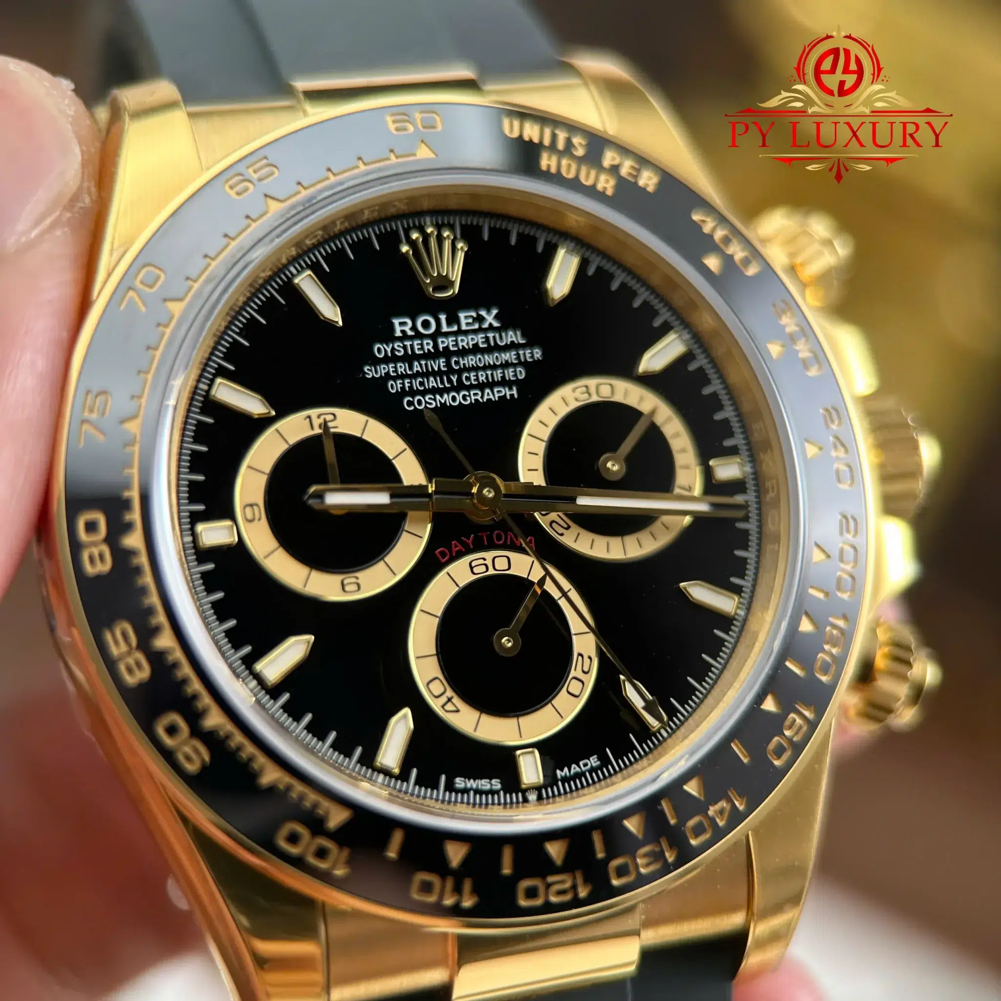 Rolex Daytona 126518LN-0008 Yellow Gold Black Dial Oysterflex Bracelet - 5