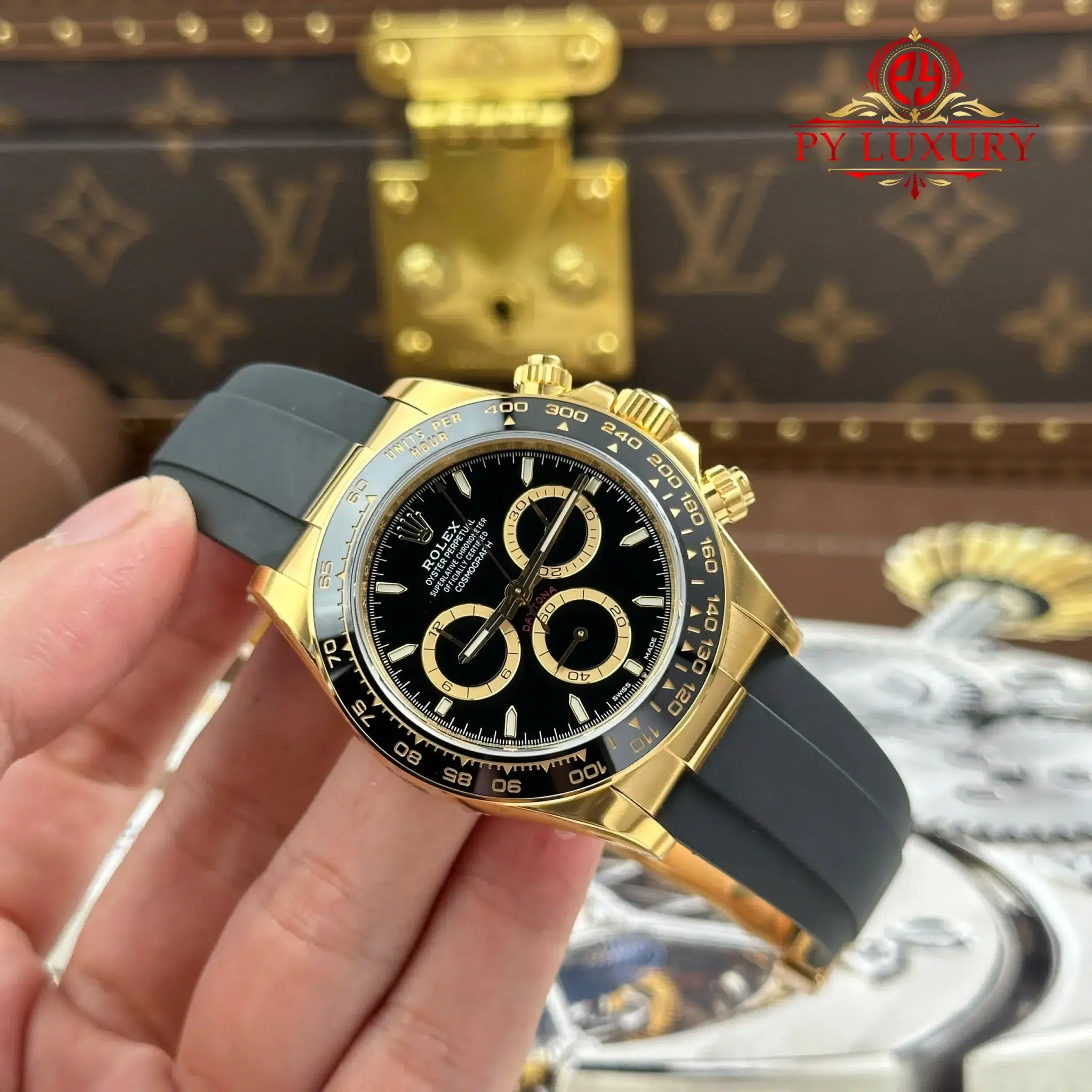 Rolex Daytona 126518LN-0008 Yellow Gold Black Dial Oysterflex Bracelet - 6