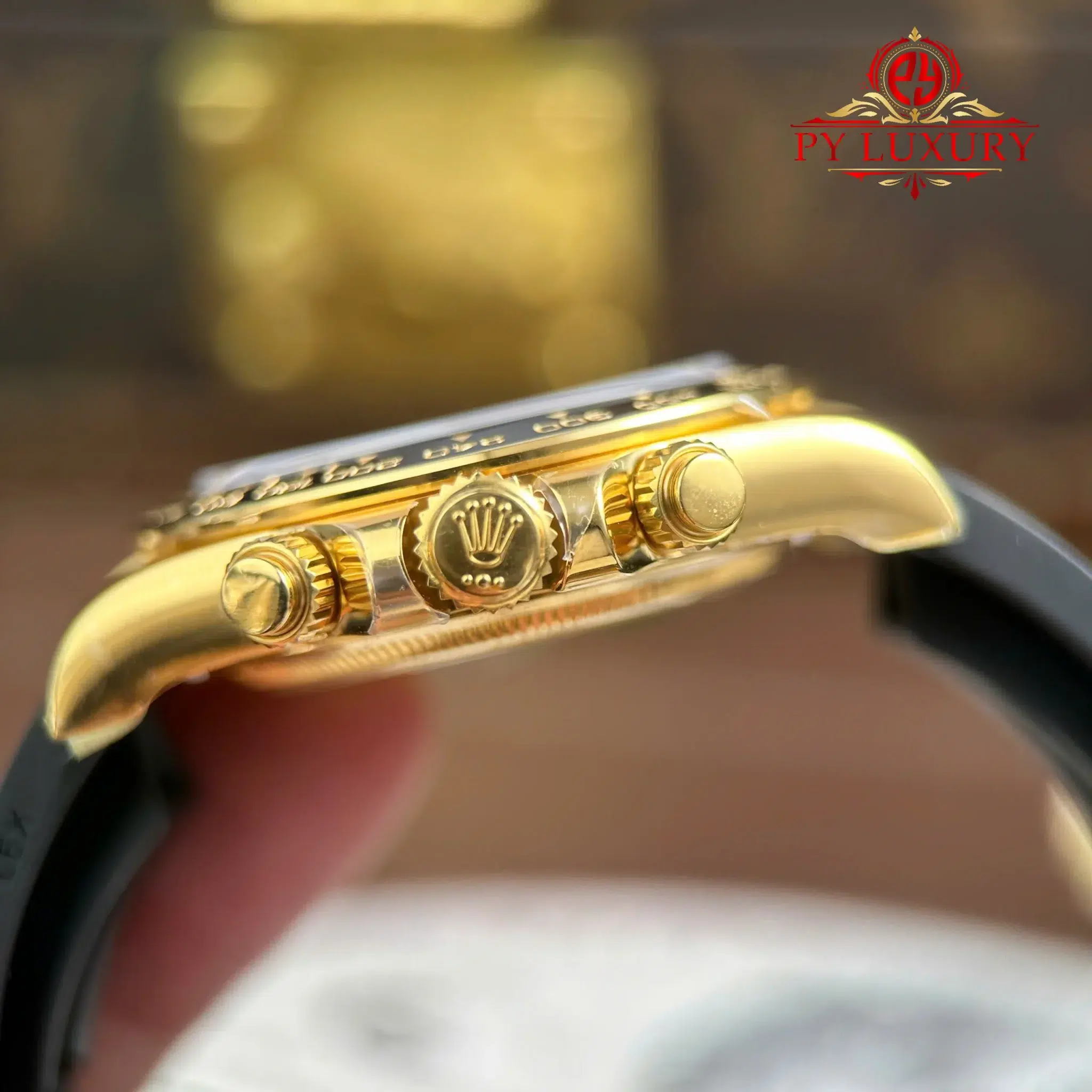 Rolex Daytona 126518ln Yellow Gold Intense Black & Champagne-Colour Dial Oysterflex - 11