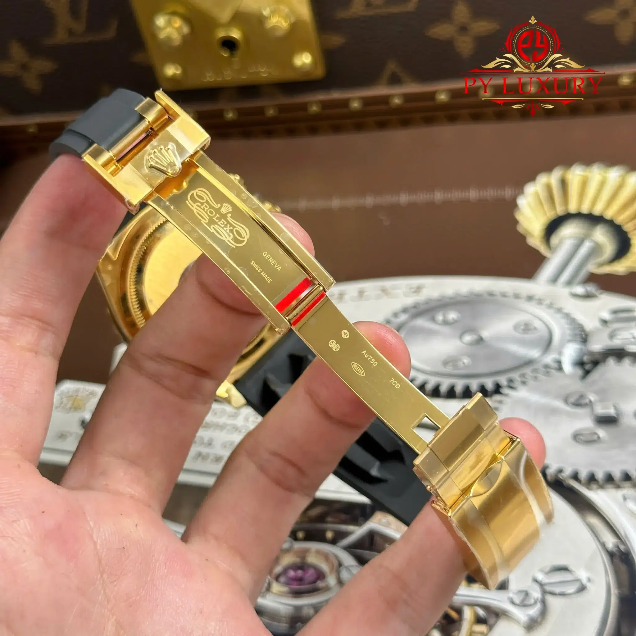 Rolex Daytona 126518ln Yellow Gold Intense Black & Champagne-Colour Dial Oysterflex - 6