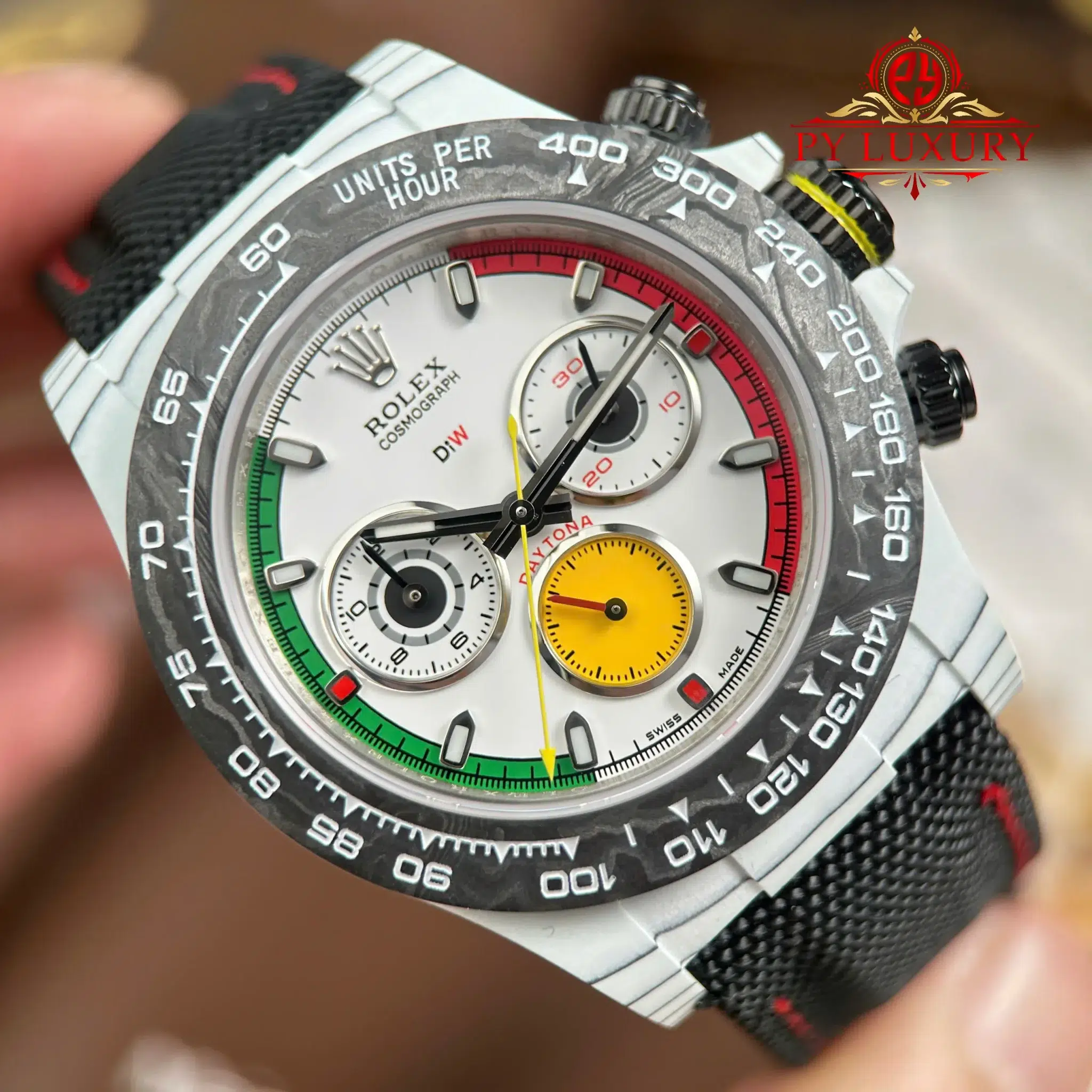 Rolex Daytona DiW Ferrari CarboQuartz White Dial Nylon Strap - 12