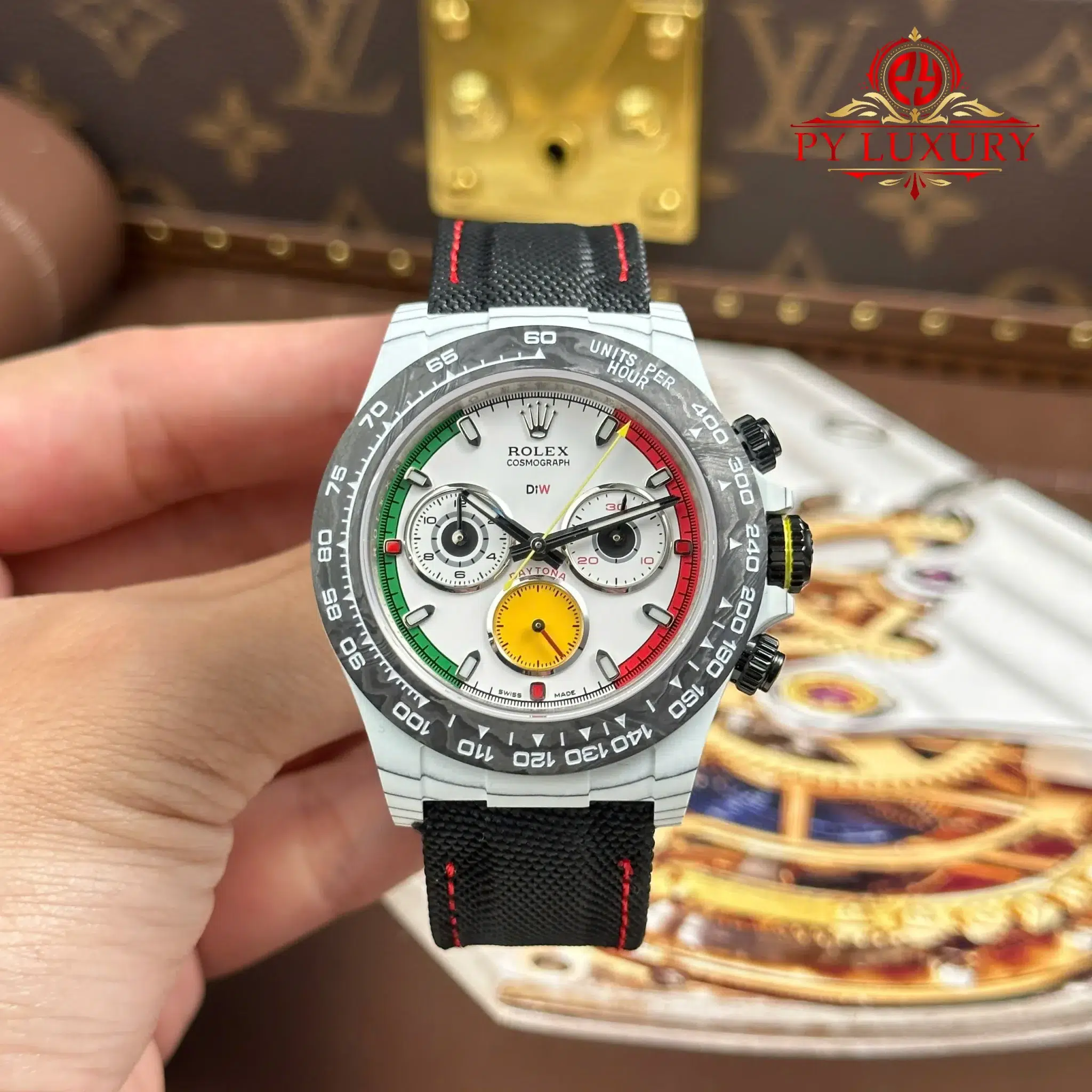 Rolex Daytona DiW Ferrari CarboQuartz White Dial Nylon Strap - 4 Rolex Daytona DiW Ferrari CarboQuartz White Dial Nylon Strap 1:1 Best Replica