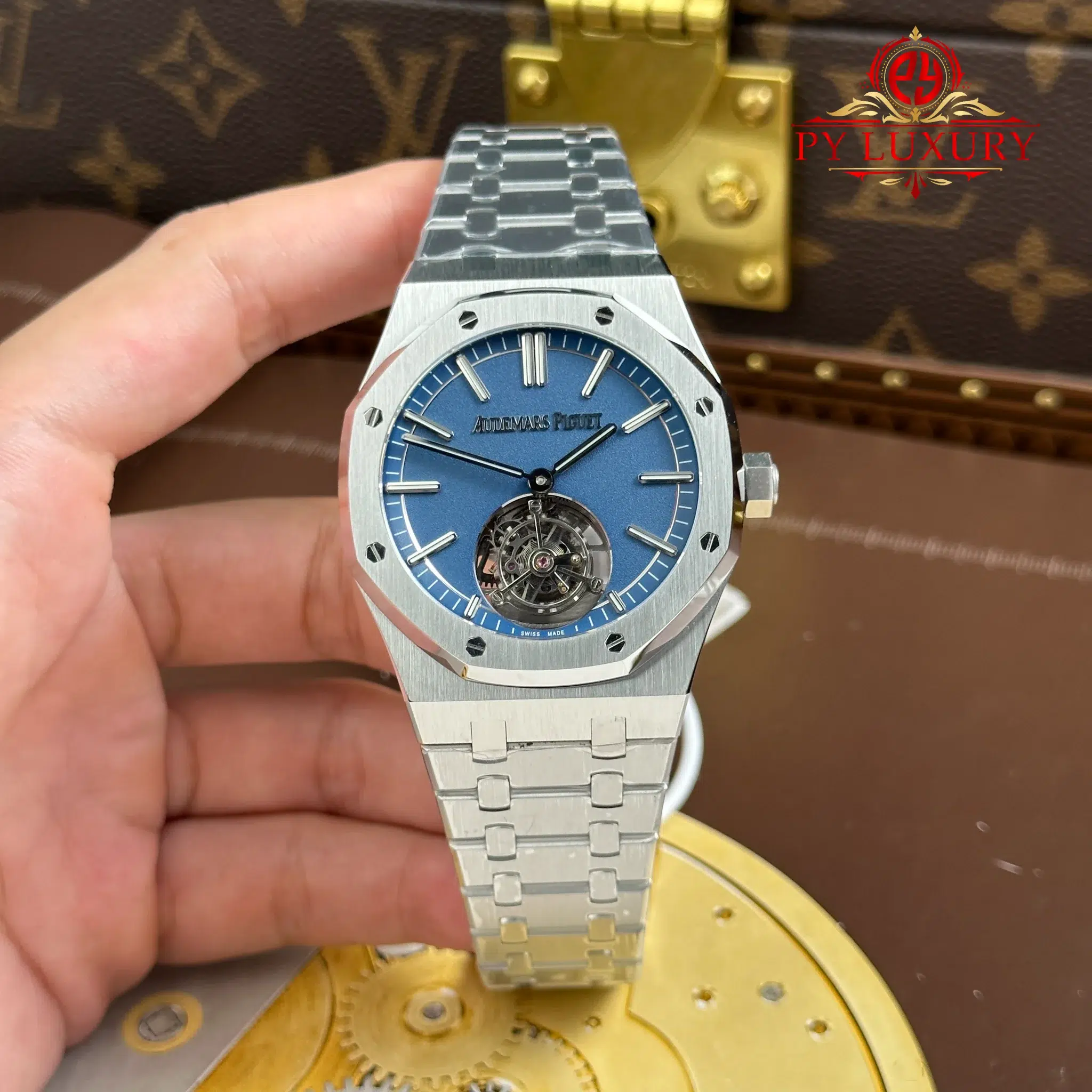 Audemars Piguet Royal Oak Selfwinding Flying Tourbillon 26730TI 50th Anniversary Blue Dial - 1 Audemars Piguet Royal Oak Selfwinding Flying Tourbillon 26730TI 50th Anniversary Blue Dial Best Replica BBS Factory