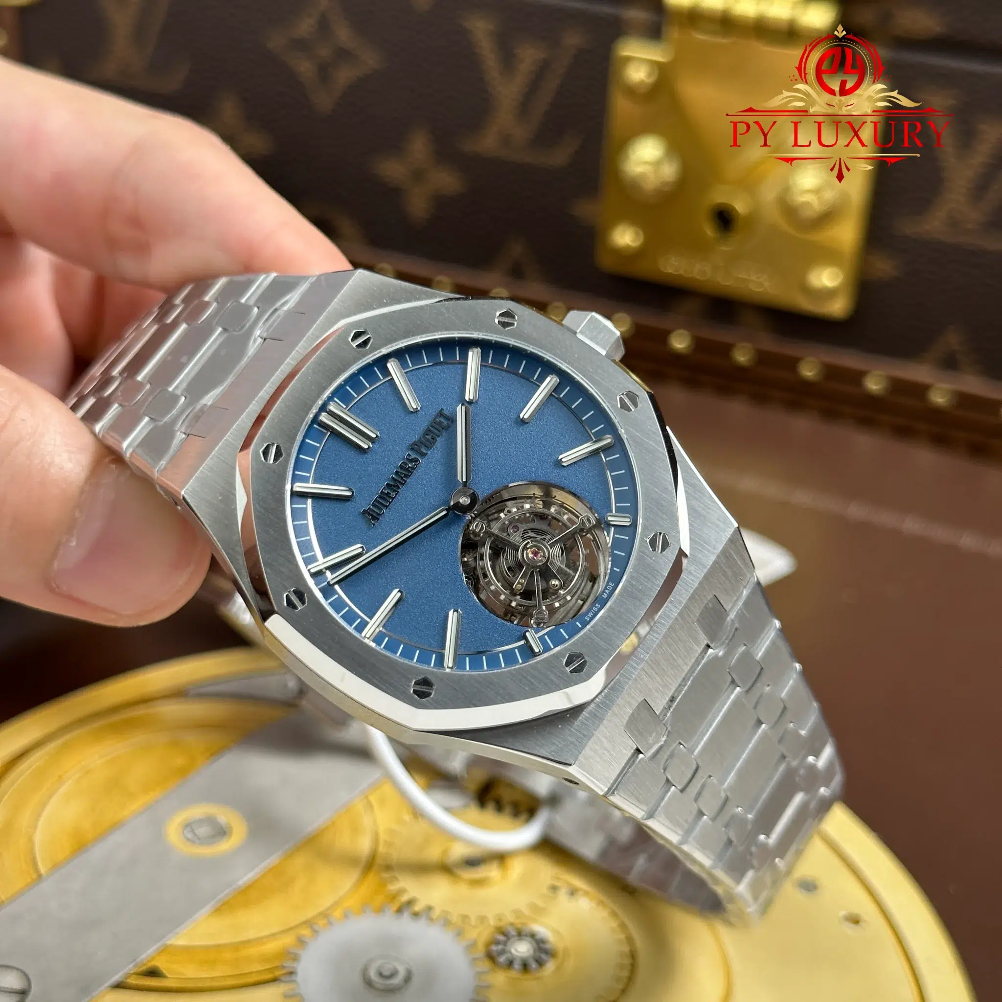 Audemars Piguet Royal Oak Selfwinding Flying Tourbillon 26730TI 50th Anniversary Blue Dial - 2