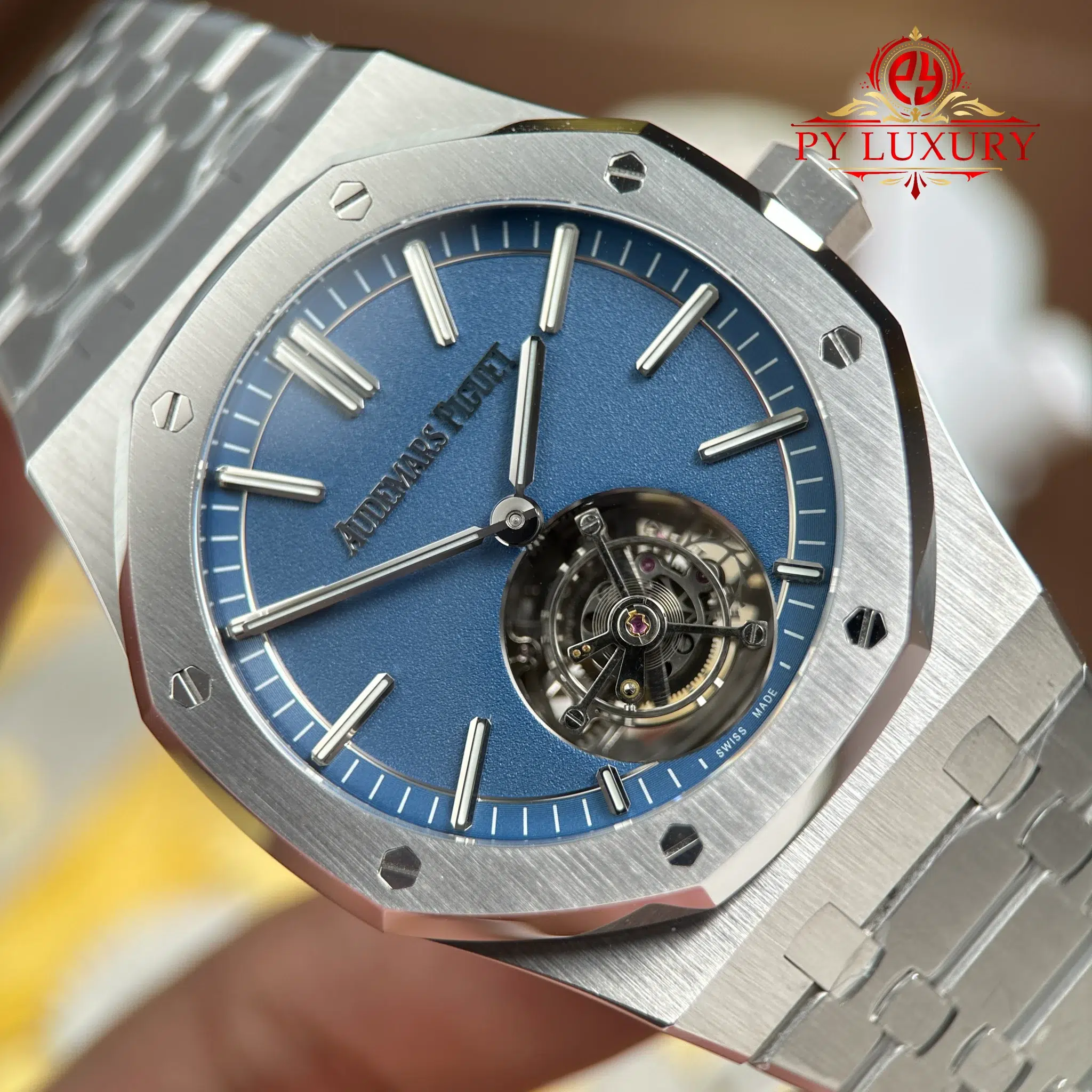 Audemars Piguet Royal Oak Selfwinding Flying Tourbillon 26730TI 50th Anniversary Blue Dial - 4