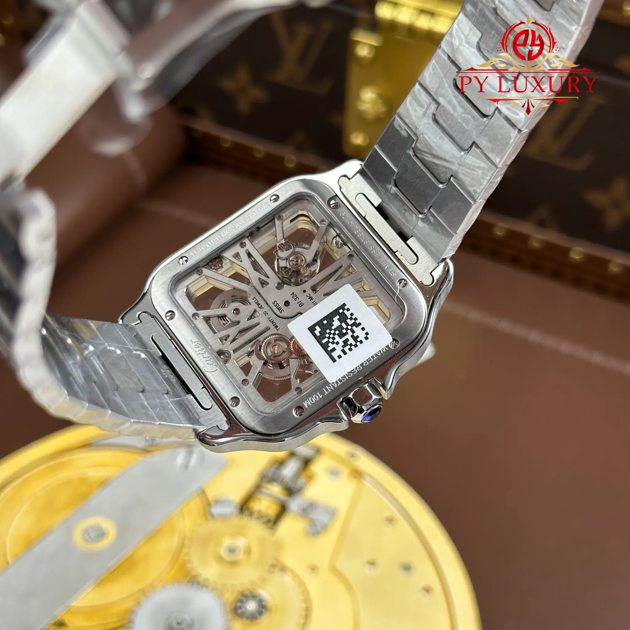 Cartier Santos De Cartier Skeleton Blue WHSA0026 Super Clone - 1