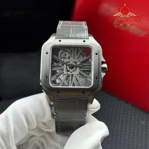 Cartier Santos Skeleton ADLC “Noctambule” WHSA0009 Leather Strap 1:1 Best Replica 39.8mm Rich Factory
