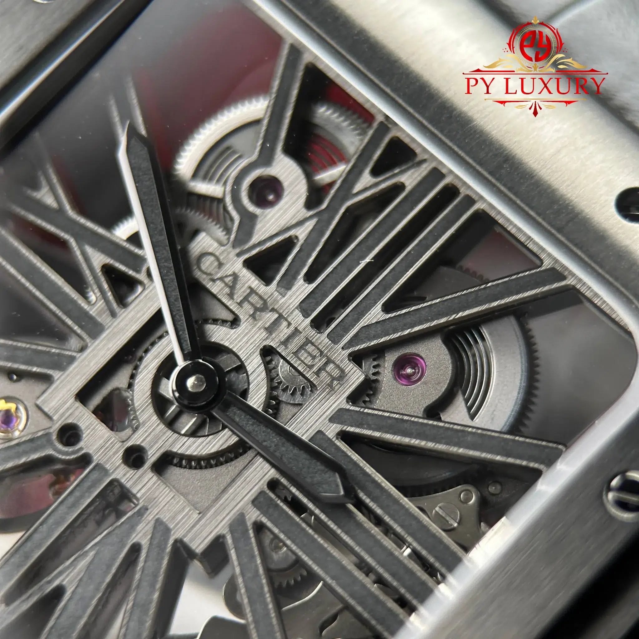 Cartier Santos Skeleton ADLC “Noctambule” WHSA0009 Leather Strap Super Clone Rich Factory - 7