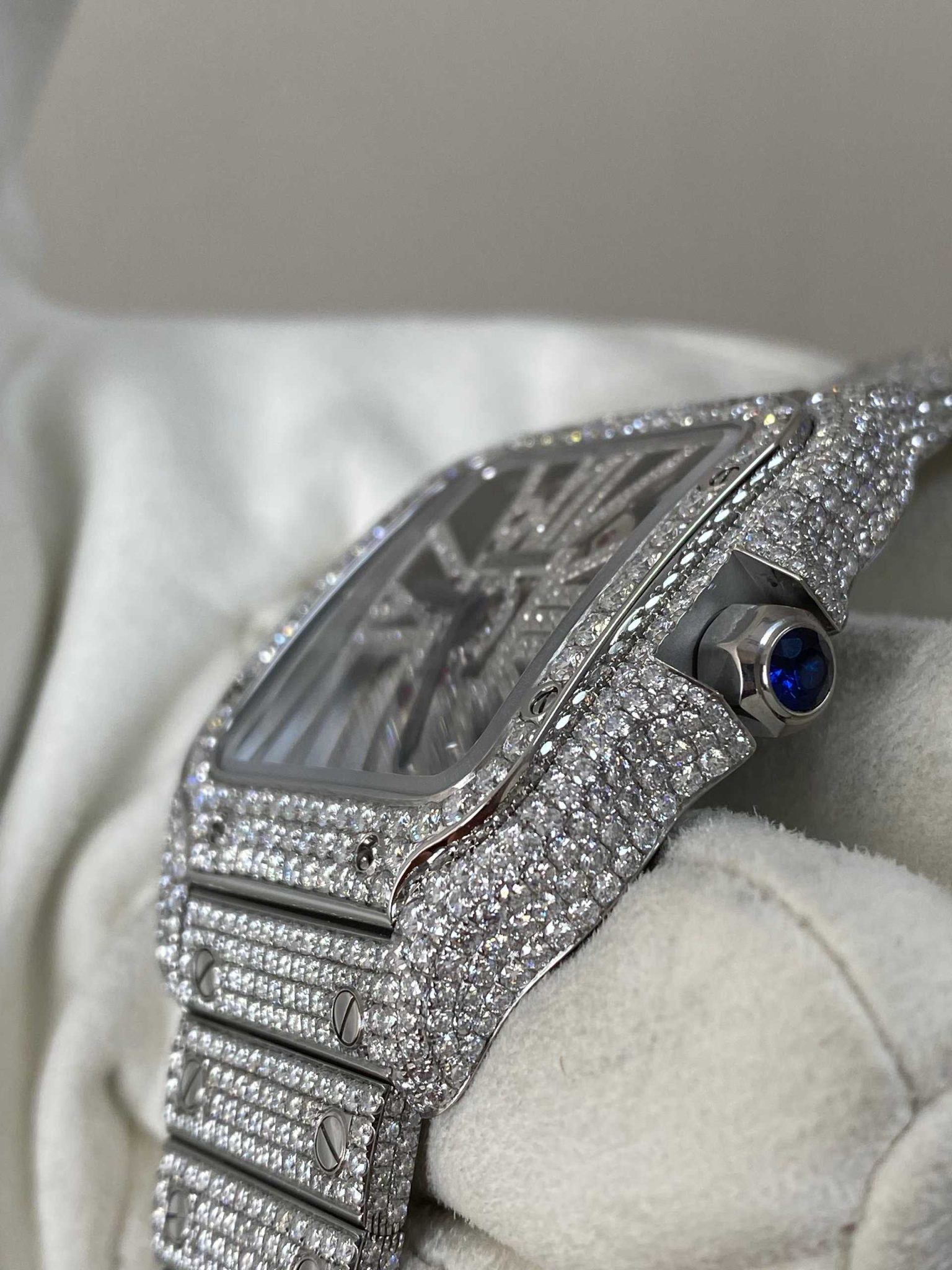 Cartier Santos Skeleton Bustdown Moissanite - 3