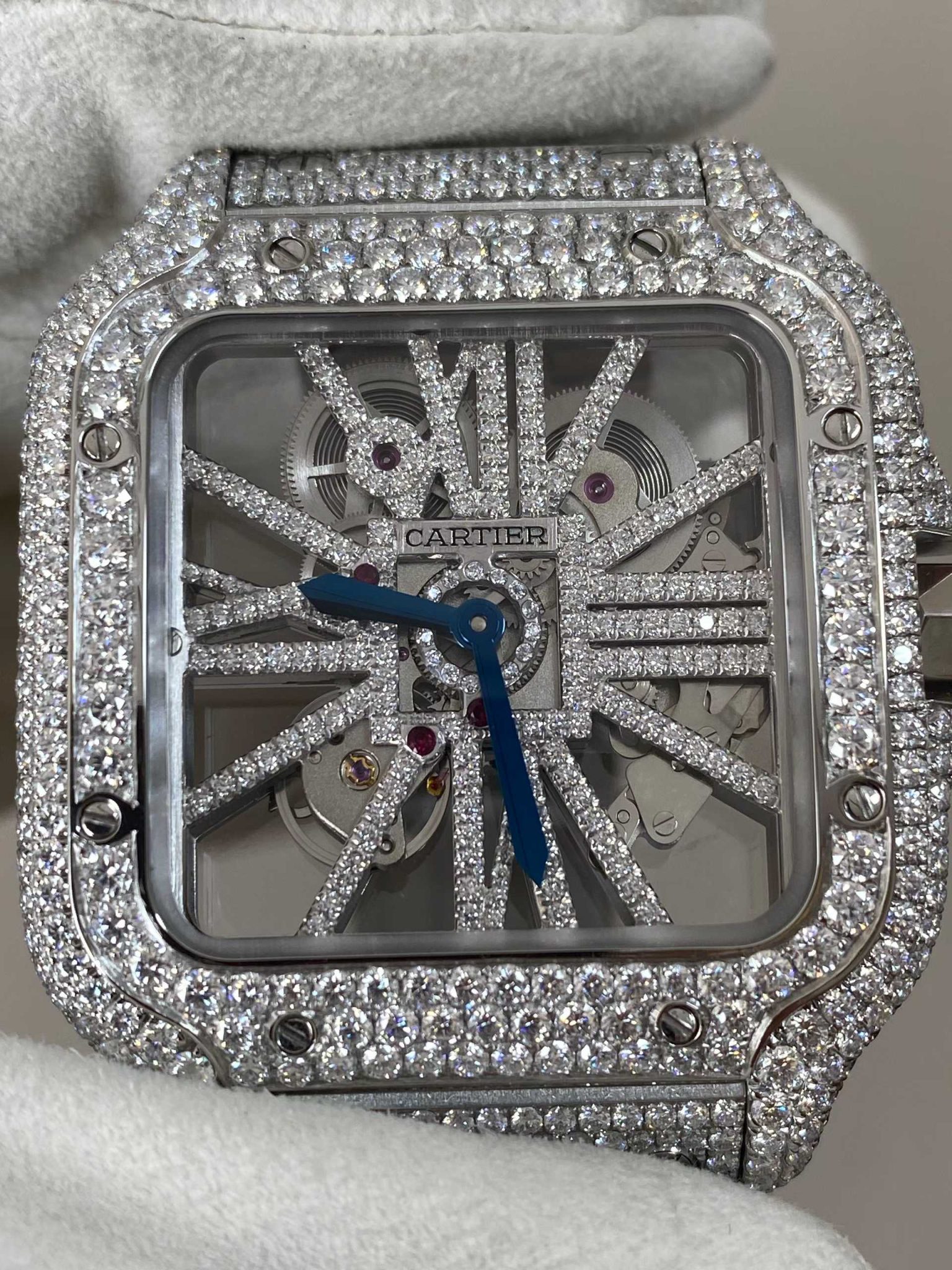 Cartier Santos Skeleton Bustdown Moissanite - 9