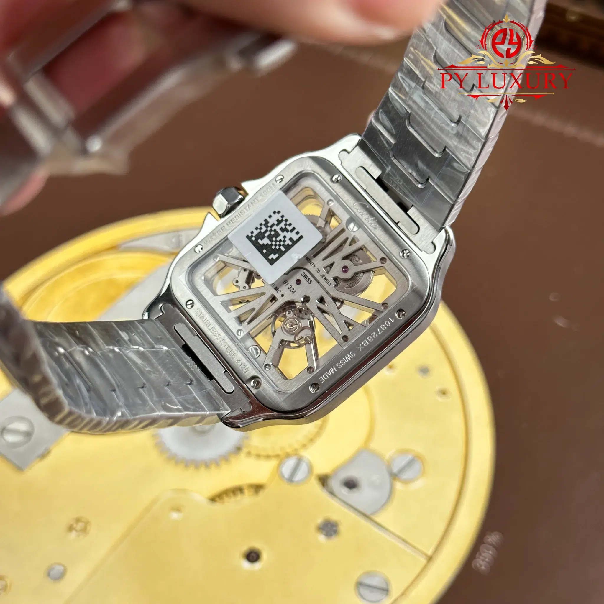 Cartier Santos Skeleton Large Model Steel & Yellow Gold WHSA0019 Steel Bracelet - 12