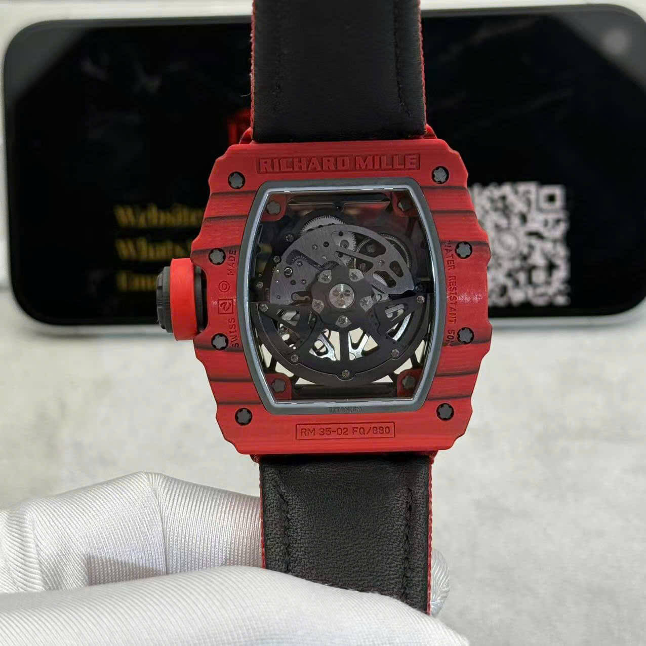 Richard Mille RM 35-02 Red Quartz TPT Custom Made Snow Diamond Vaucher Movement Exclusive Quality - 1
