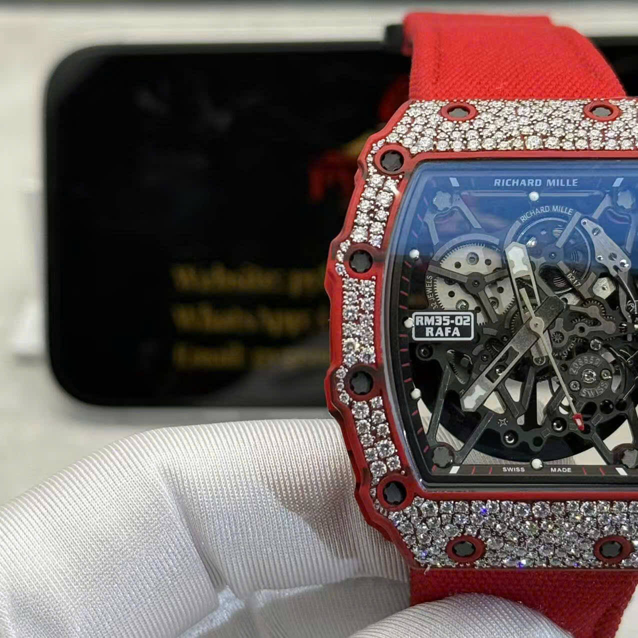 Richard Mille RM 35-02 Red Quartz TPT Custom Made Snow Diamond Vaucher Movement Exclusive Quality - 4