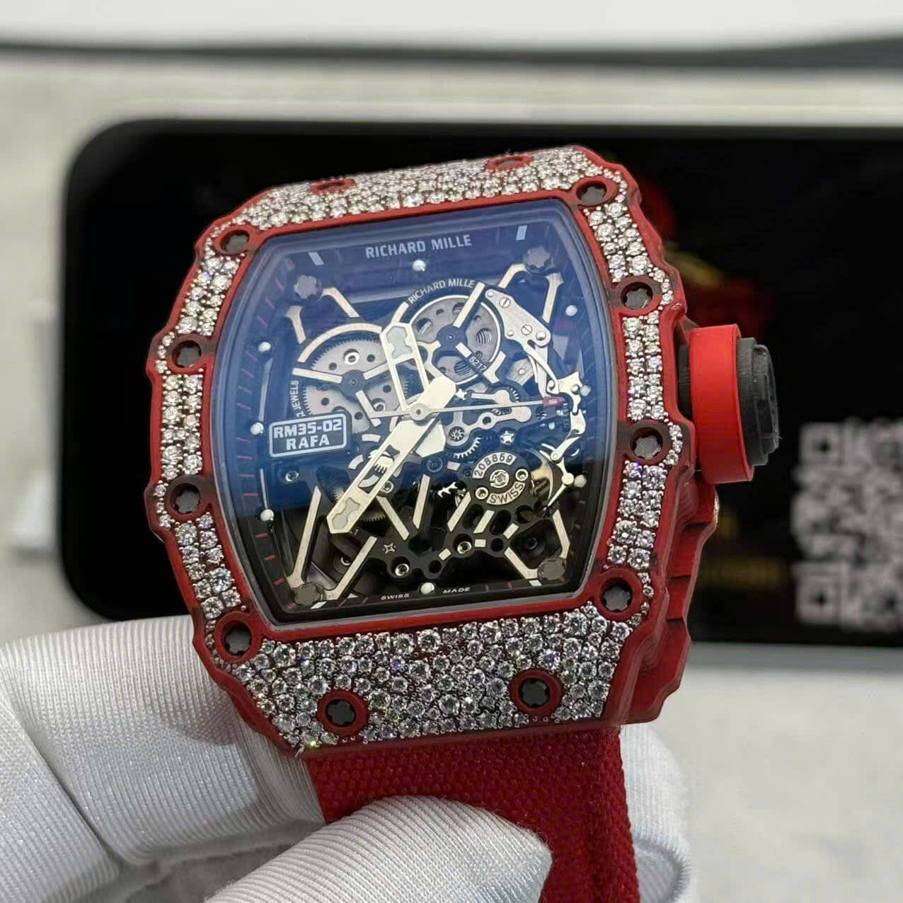 Richard Mille RM 35-02 Red Quartz TPT Custom Made Snow Diamond Vaucher Movement Exclusive Quality - 5