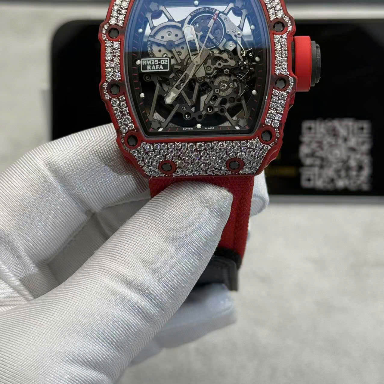 Richard Mille RM 35-02 Red Quartz TPT Custom Made Snow Diamond Vaucher Movement Exclusive Quality - 6