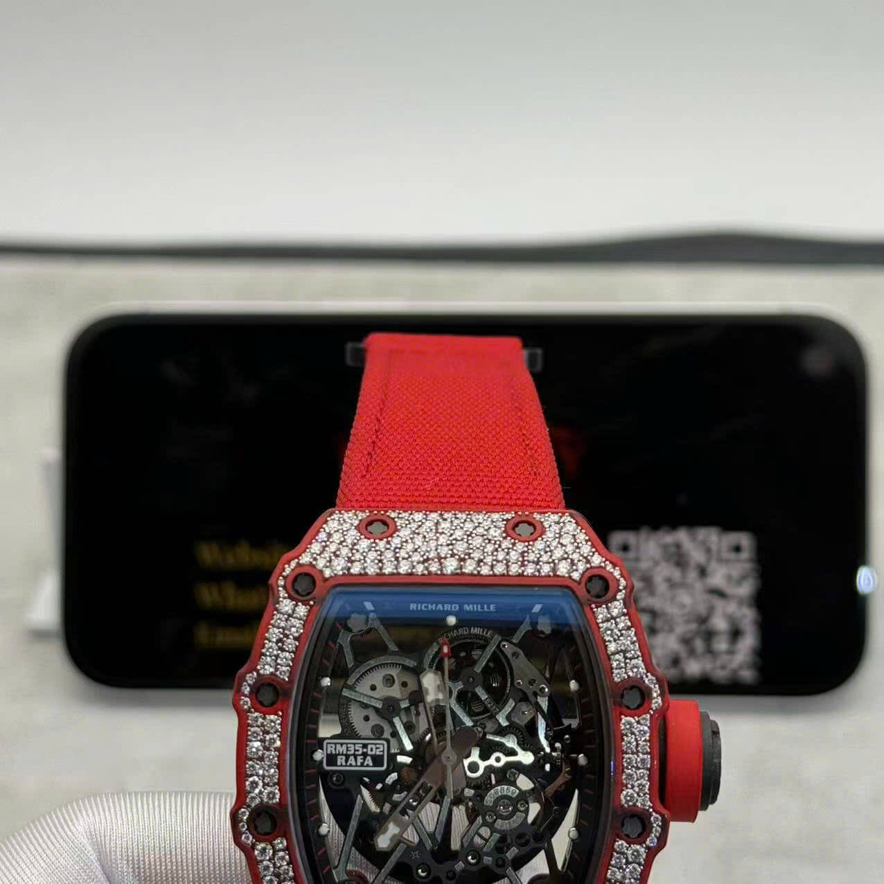 Richard Mille RM 35-02 Red Quartz TPT Custom Made Snow Diamond Vaucher Movement Exclusive Quality - 7