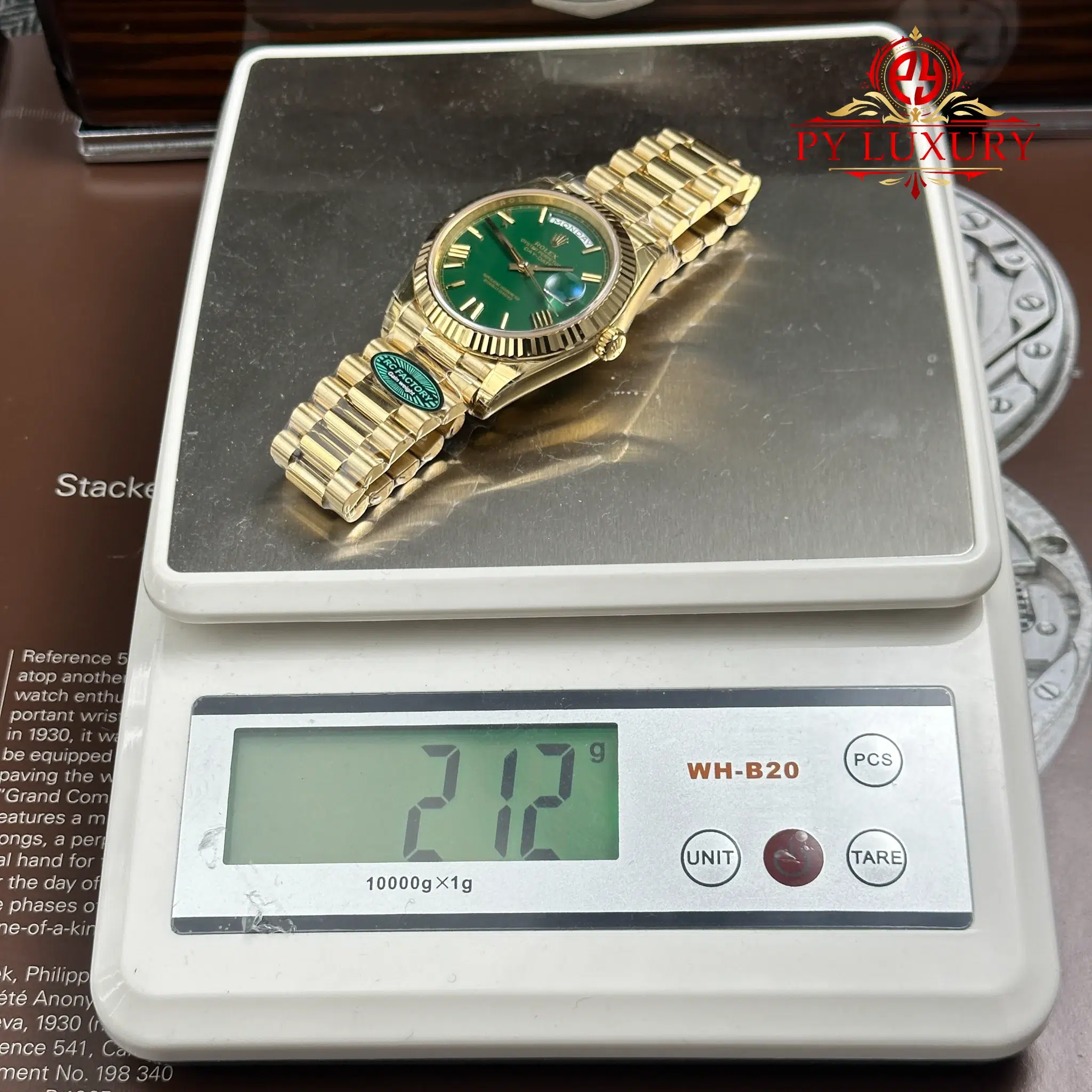 Rolex Day-Date 228238 Yellow Gold Green Dial 212g Top Quality RCF - 15