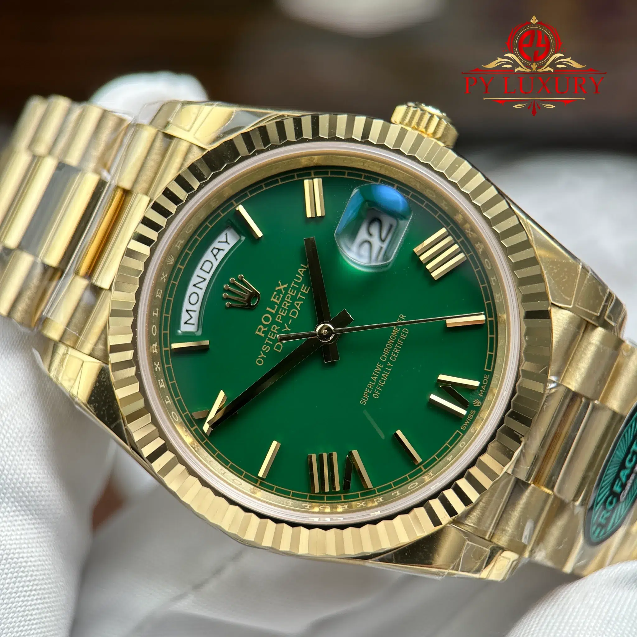 Rolex Day-Date 228238 Yellow Gold Green Dial 212g Top Quality RCF - 4