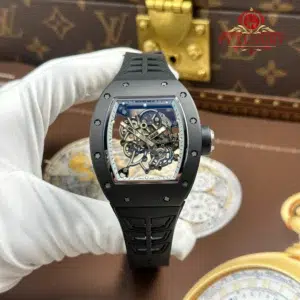 Đồng Hồ Richard Mille RM055 Bubba Watson Asia Exclusive Vỏ Gốm Đen Viền Trắng Replica 1:1 ZF 42.7mm