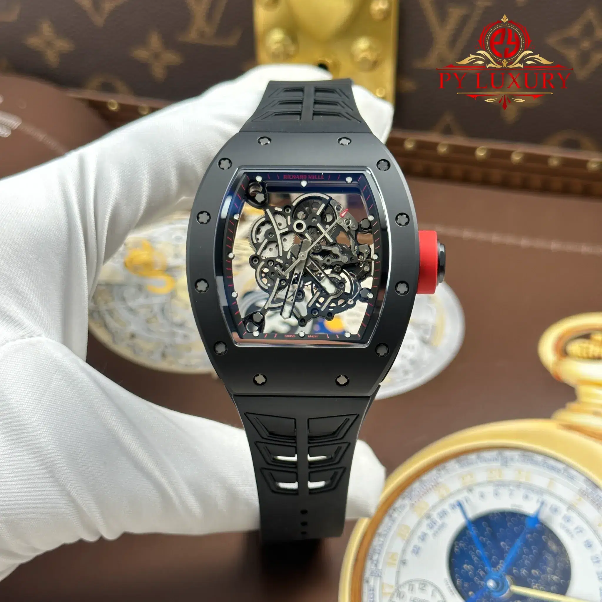 Richard Mille RM055 Bubba Watson Dubail Edition Rubber Strap - 1 Richard Mille RM055 Bubba Watson Black Ceramic Dubail Edition Rubber Strap 1:1 Best Replica ZF