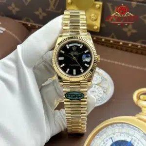 Rolex Day-Date 228238-0004 Yellow Gold Black Baguette Dial 1:1 Top Quality Replica RCF