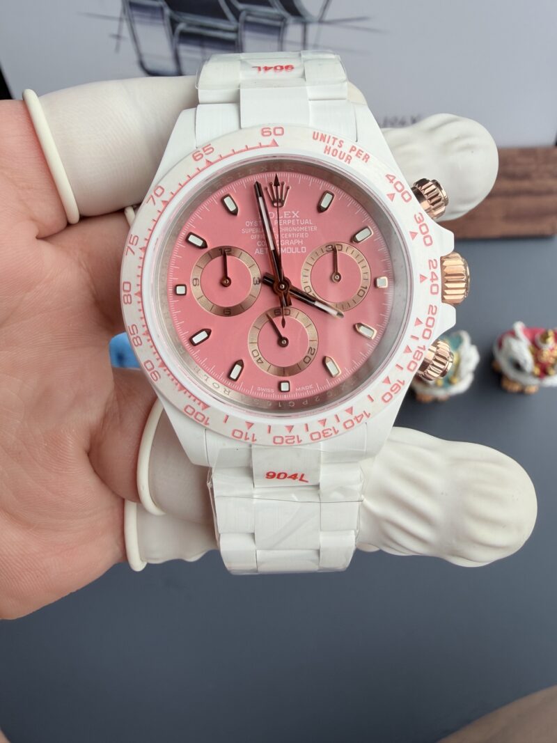 AET REMOULD Rolex Daytona White Ceramic Sakura Pink Dial Best