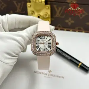 Cartier Coussin Medium Model WJCS0005 Rose Gold Spiral-set Diamonds Silver Dial Best Replica