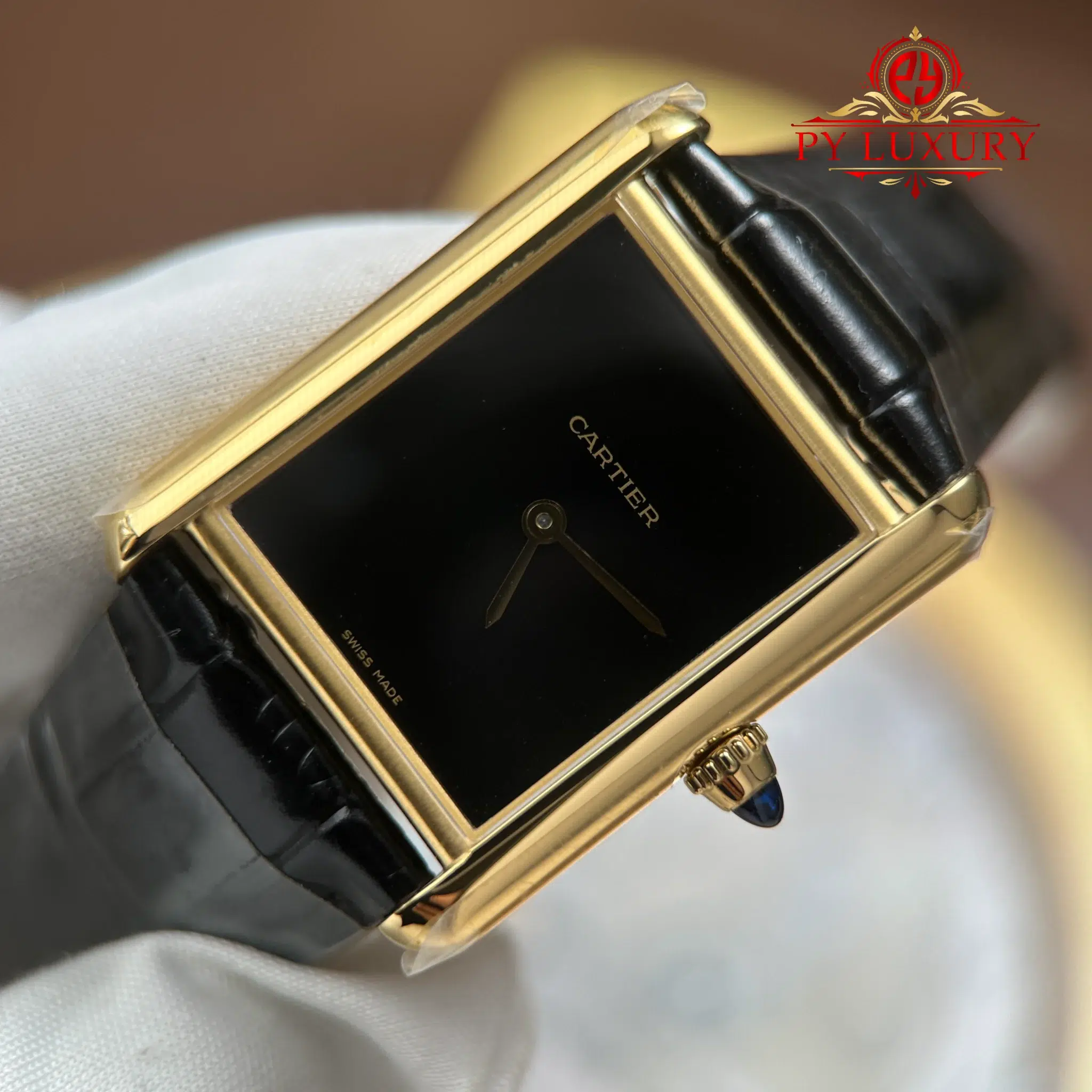Cartier Tank Louis WGTA0091 Yellow Gold Black Dial Leather Strap - 3