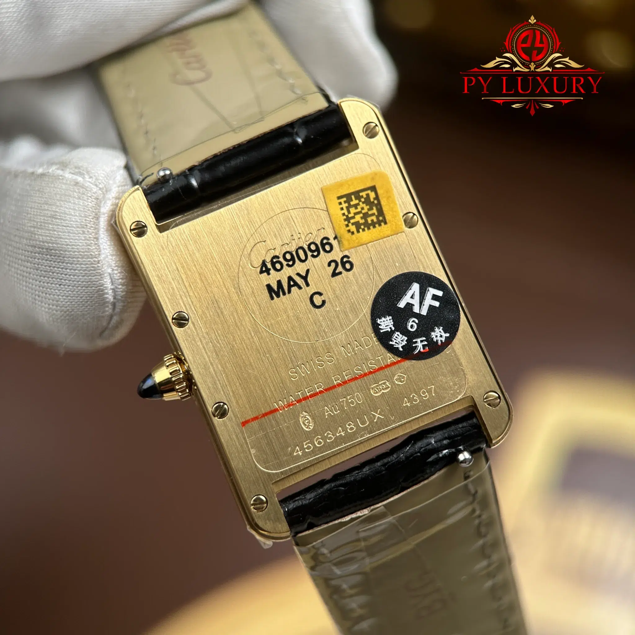 Cartier Tank Louis WGTA0091 Yellow Gold Black Dial Leather Strap - 7