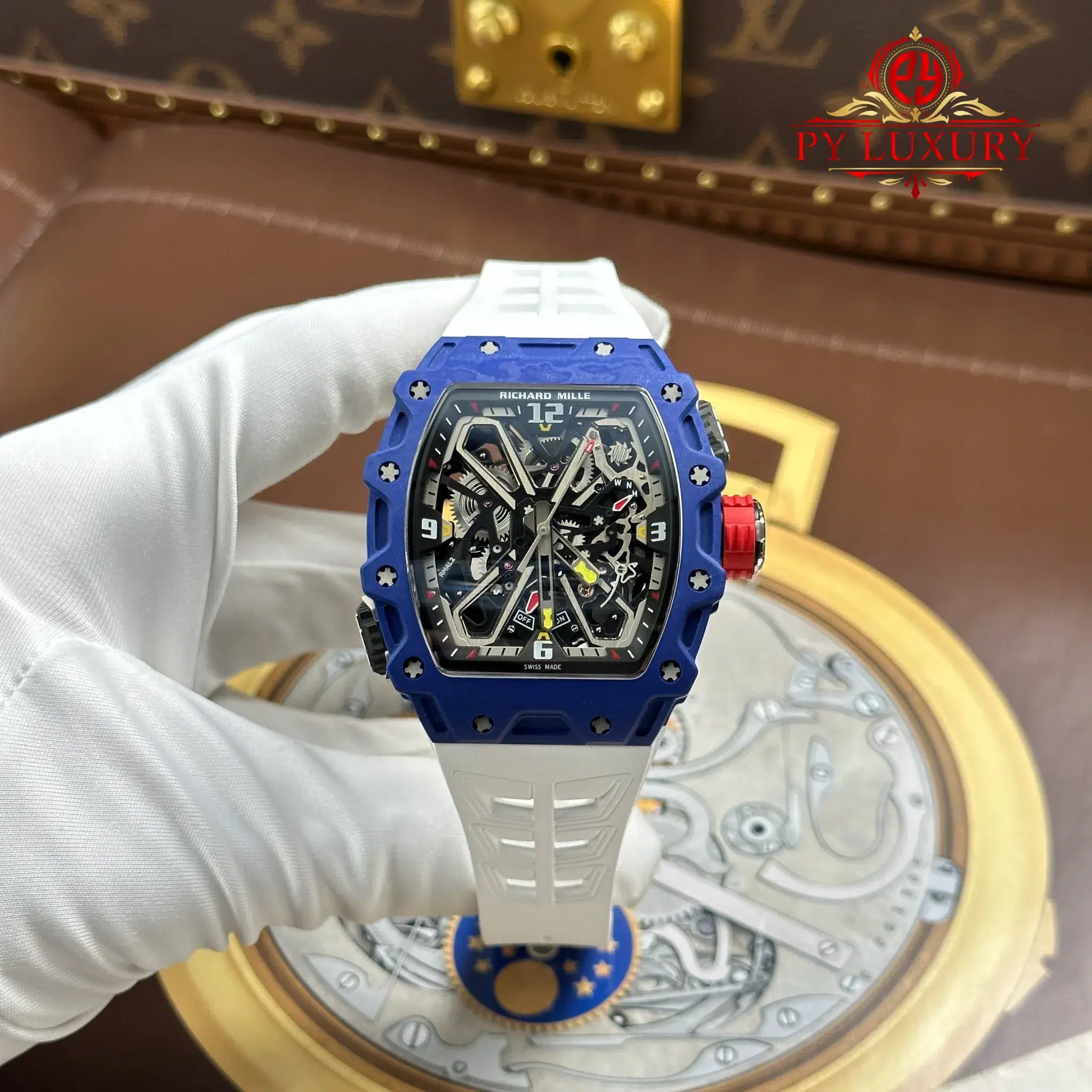 Richard Mille RM35-03 Rafael Nadal Blue Quartz TPT White Rubber Strap - 1 Richard Mille RM35-03 Rafael Nadal Blue Quartz TPT White Rubber Strap Best Replica