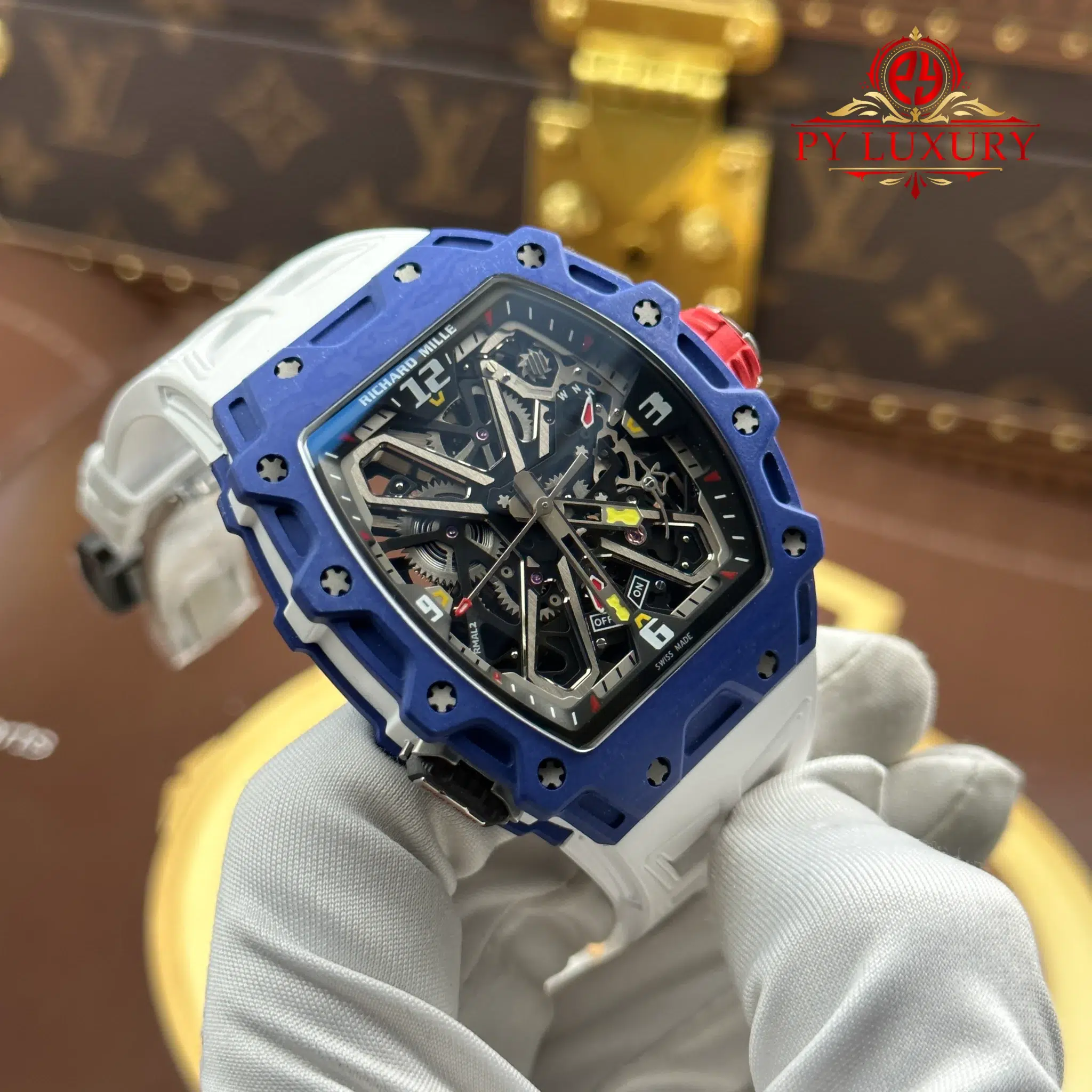 Richard Mille RM35-03 Rafael Nadal Blue Quartz TPT White Rubber Strap - 3